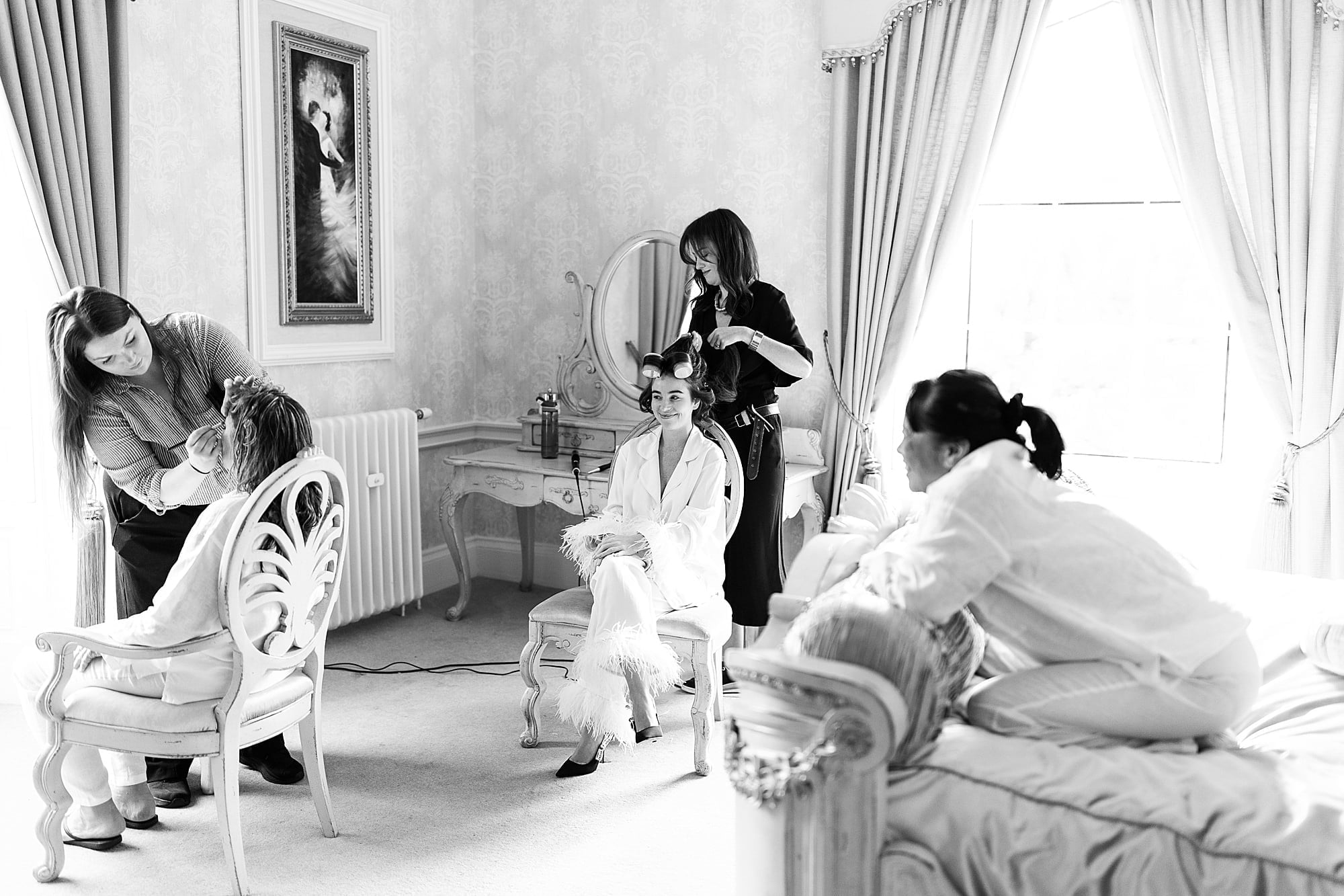 bride getting ready drumtochty castle prep Michelle Reid Hair Jacquelyn McPhee make up artist