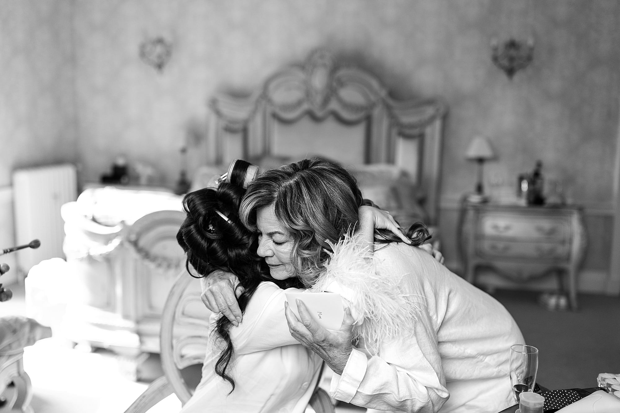 bride getting ready drumtochty castle hug mother of the bride