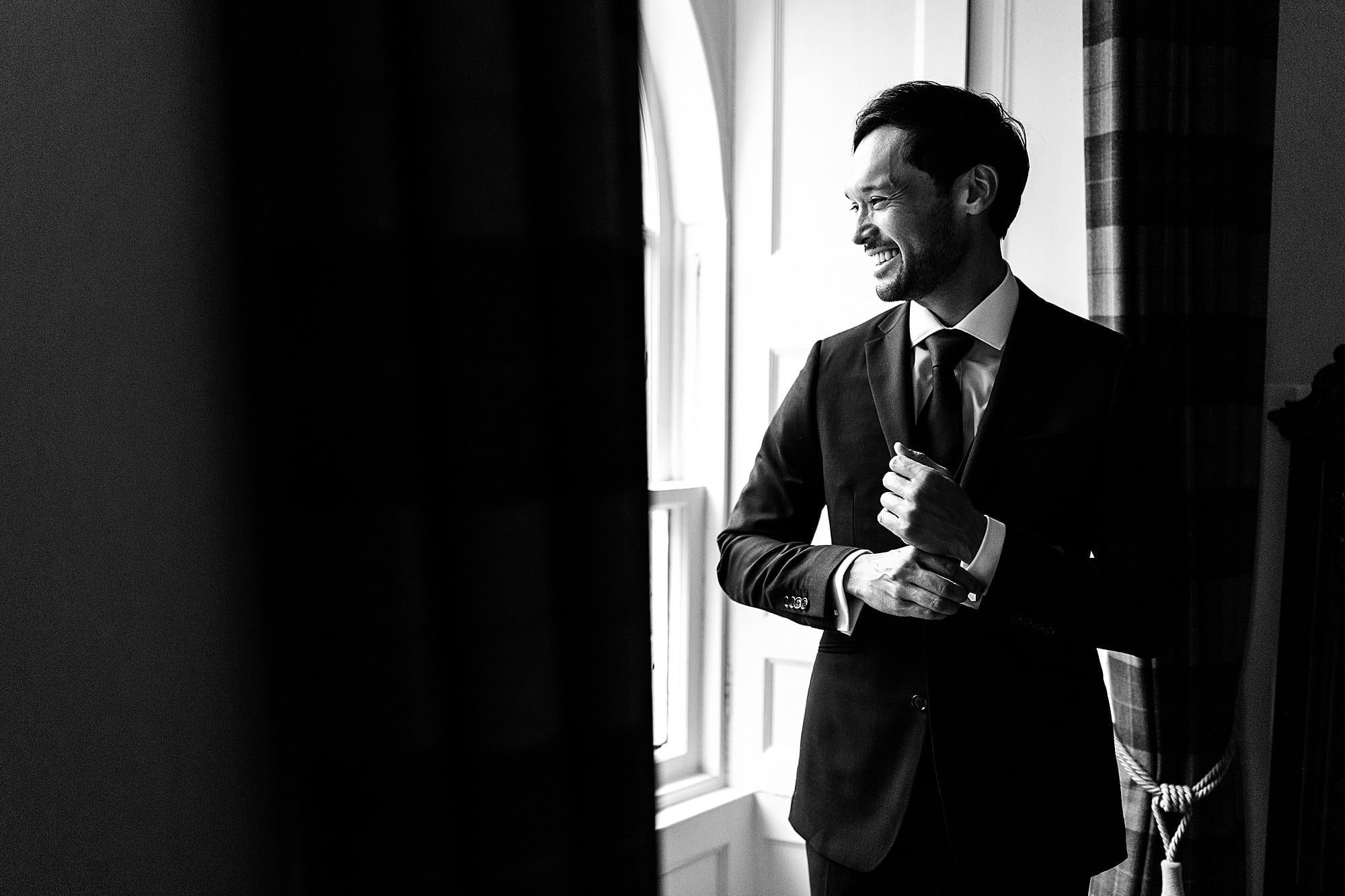 Groom portrait drumtochty castle photography getting ready