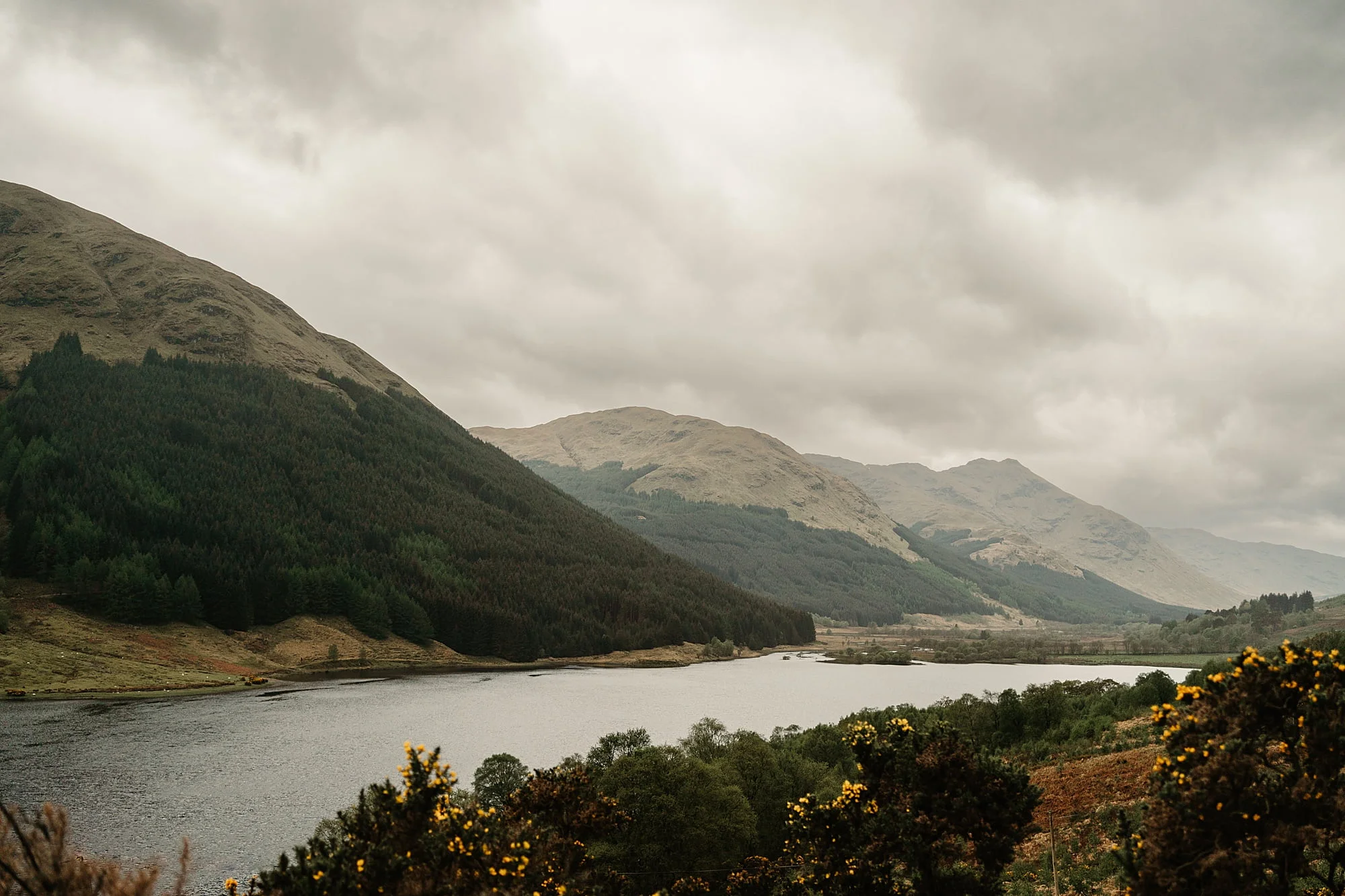 monachyle mhor scenery cloudy day elopement spot outdoor wedding