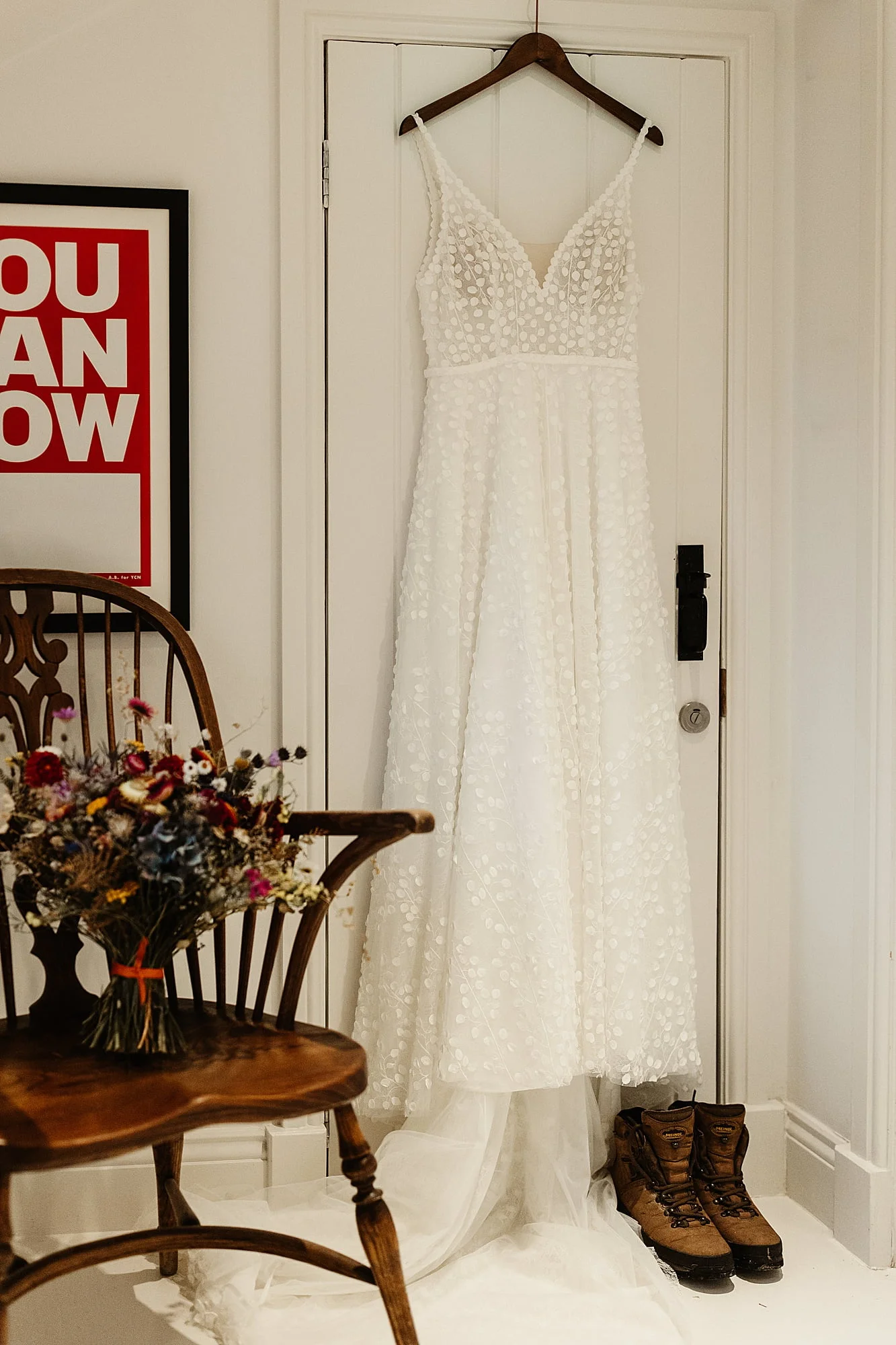 Ivory Grace Bridal wedding dress Made With Love Bridal hiking boots bride