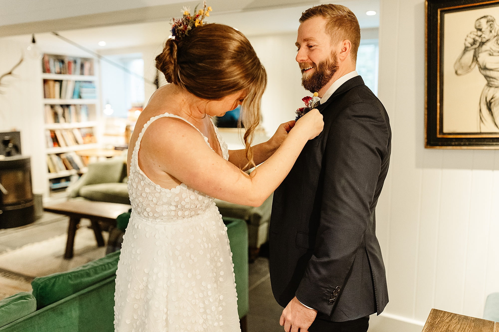 monachyle mhor groom prep bride and groom getting ready together