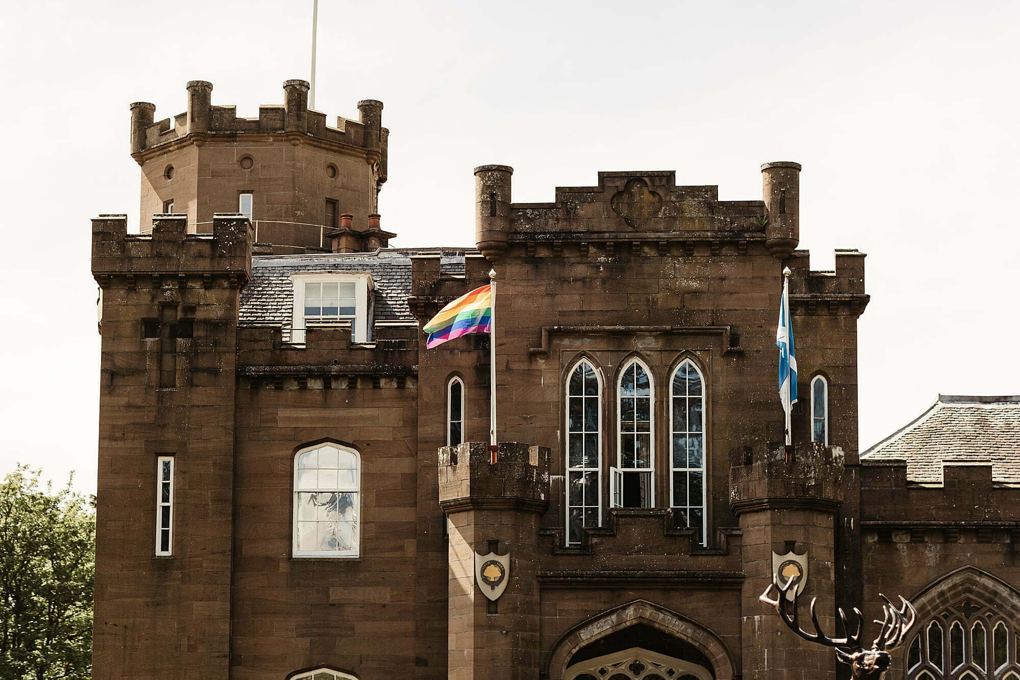 drumtochty castle exterior outside rainbow flag