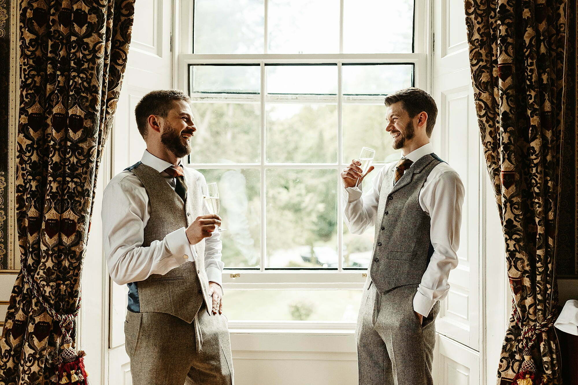 groom preps getting ready drumtochty castle wedding walker slater suits