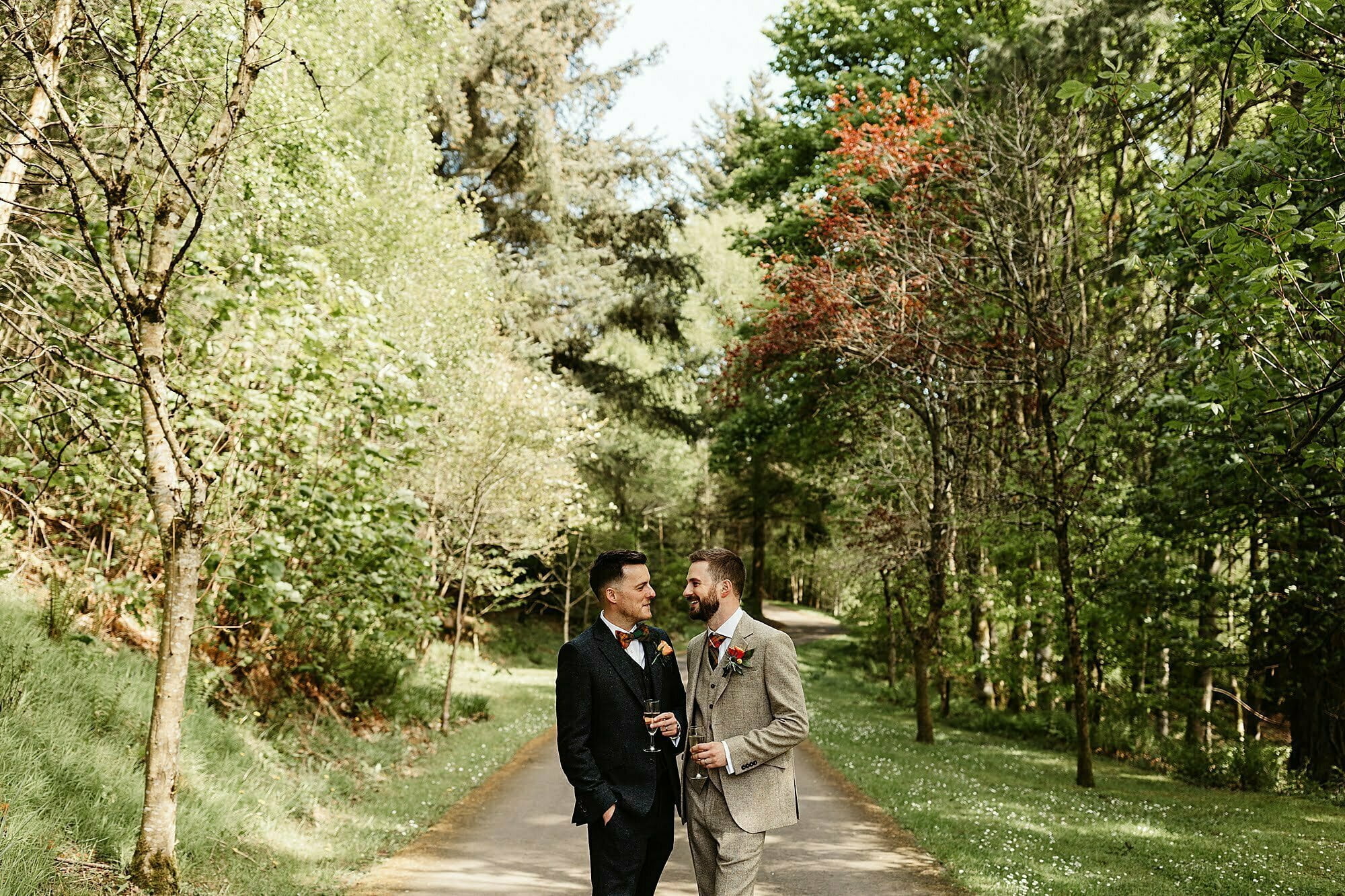 drumtochty castle couple portraits photographs outside walker slater suits