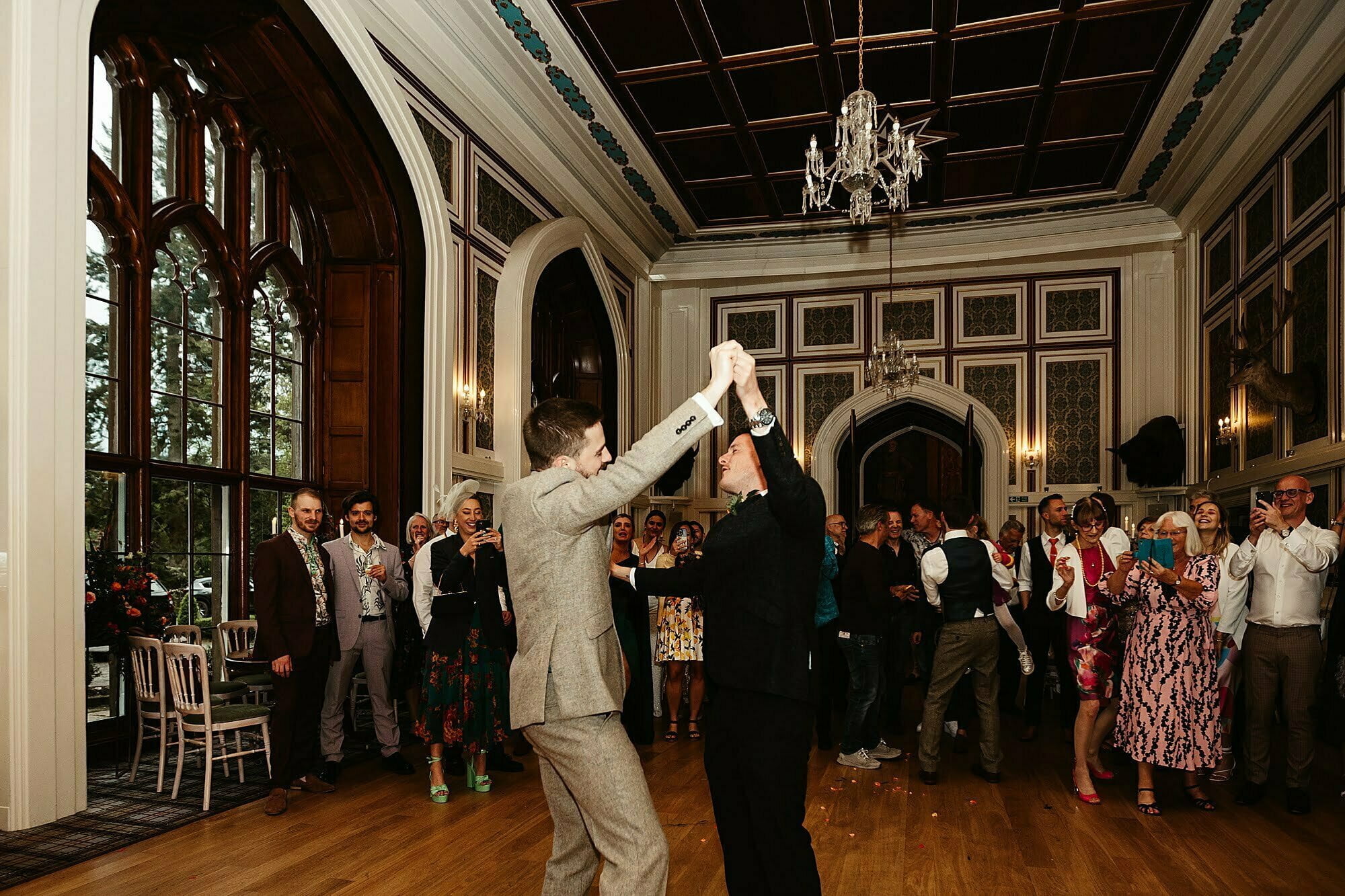 drumtochty castle main hall first dance two grooms same sex couple