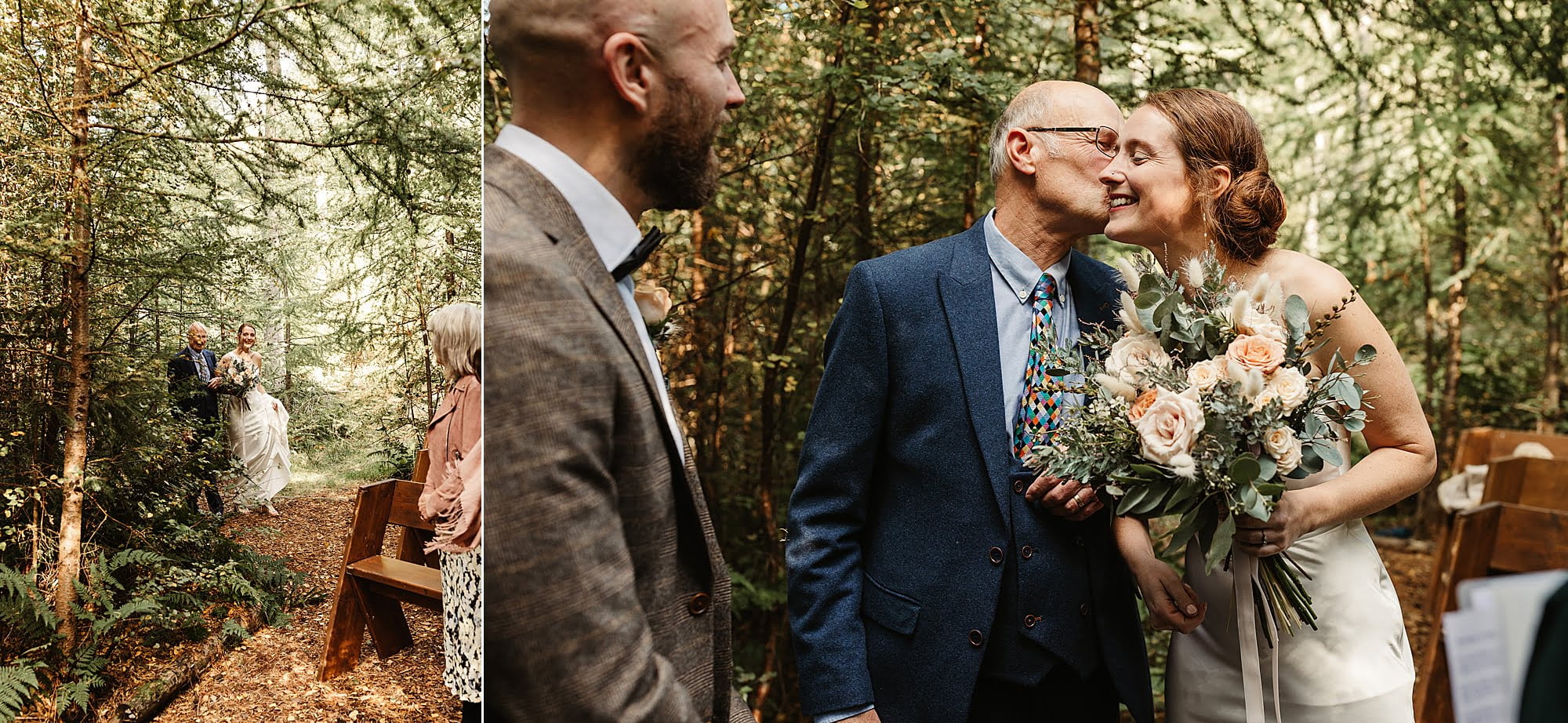 glendye micro wedding ceremony outside bride arrival with dad