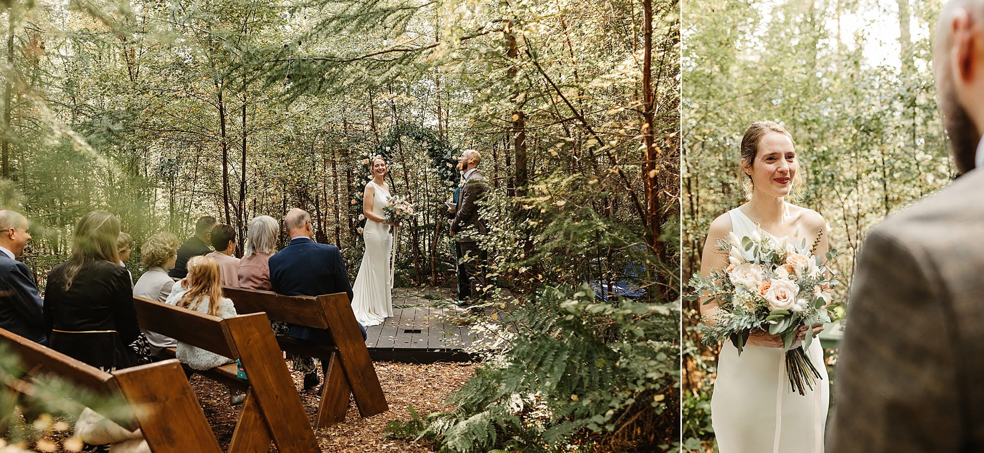 glendye micro wedding ceremony outside hays flowers bouquet flower arch bride and groom