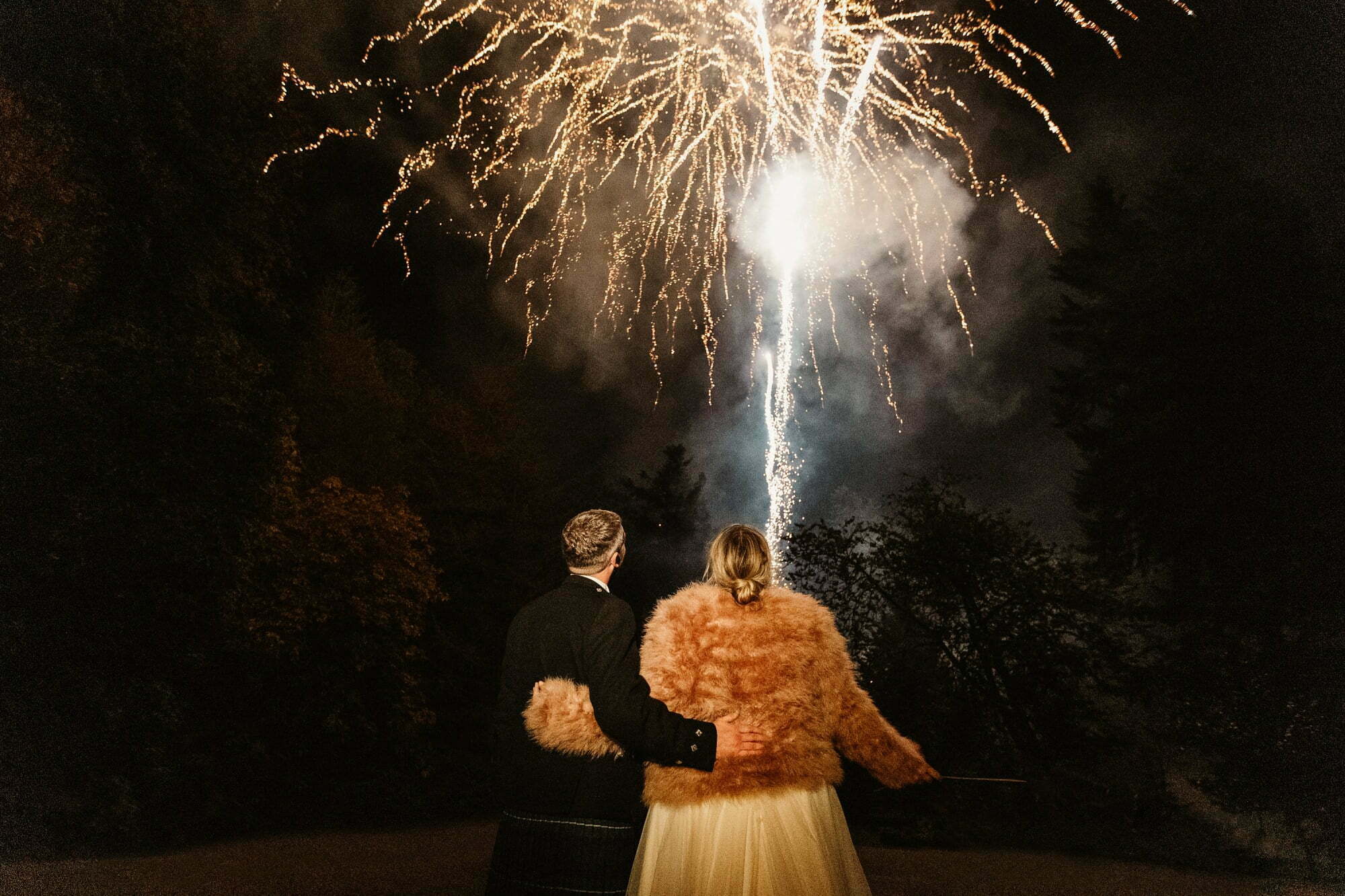 drumtochty castle wedding sparklers fireworks bride groom NJE Fireworks Displays