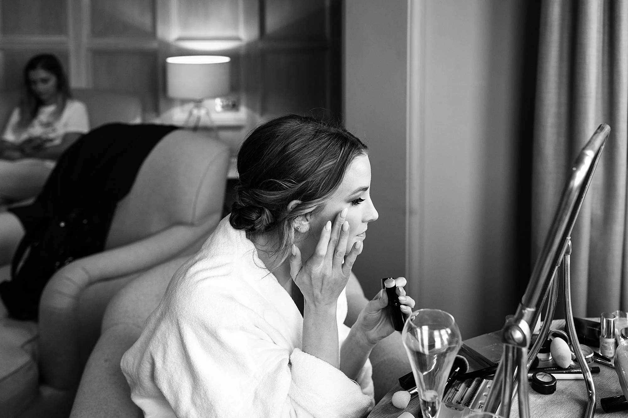 bride getting ready the scotsman hotel rooms hair and make up