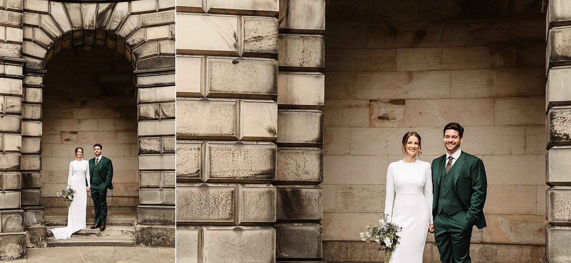 Edinburgh wedding photography couple photos Park and Fifth Co dress bride and groom the royal mile Narcissus Flowers