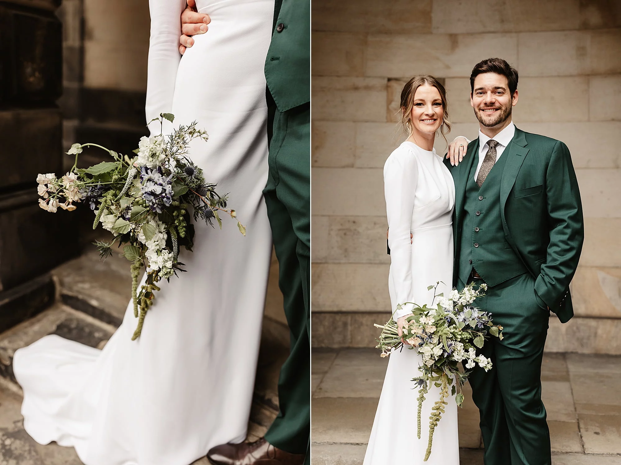 Edinburgh wedding photography couple photos Park and Fifth Co dress bride and groom the royal mile Narcissus Flowers