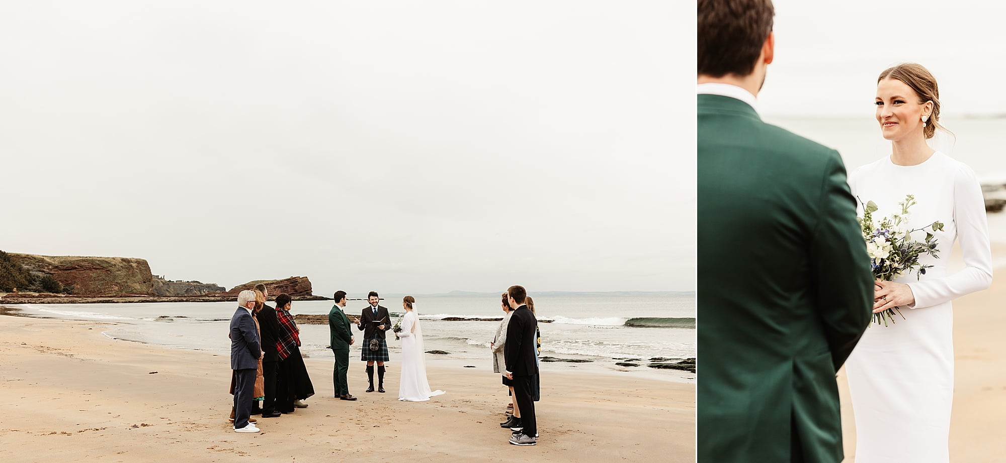 seacliff beach micro wedding ceremony spot scenery view bride and groom