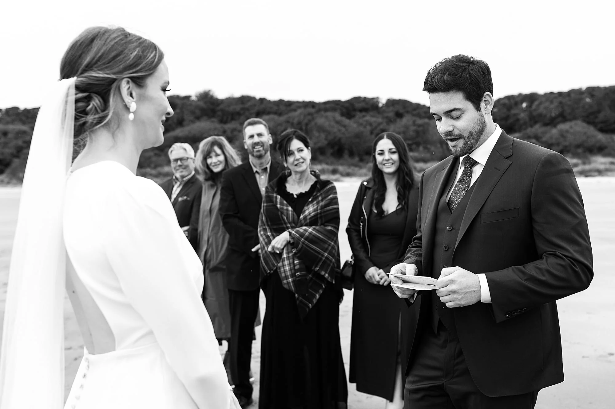 seacliff beach micro wedding ceremony spot scenery view bride and groom vows