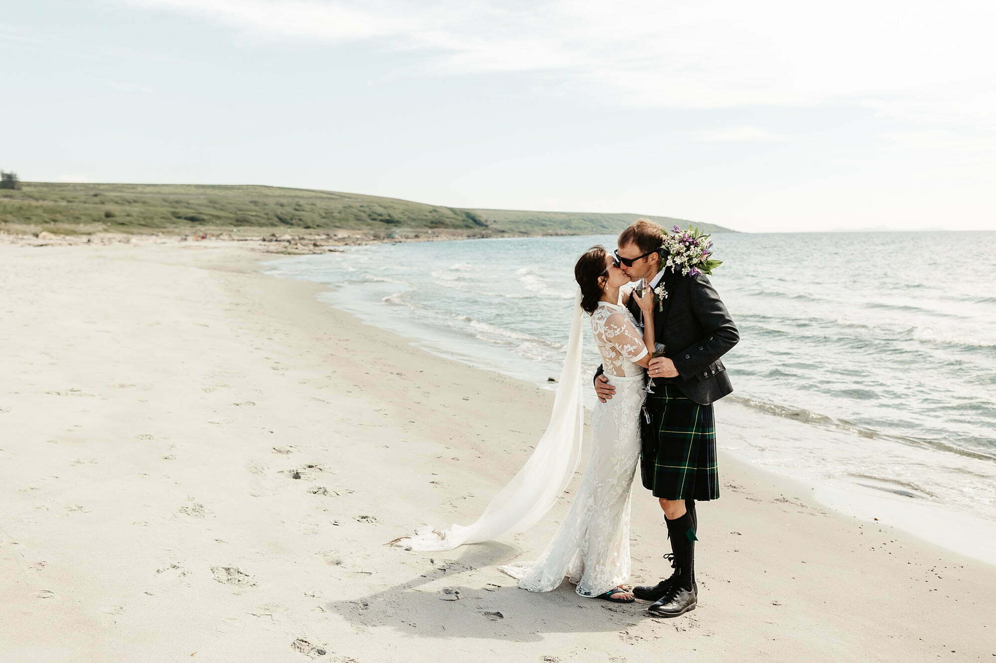 romantic micro wedding crear bride groom beach portrait