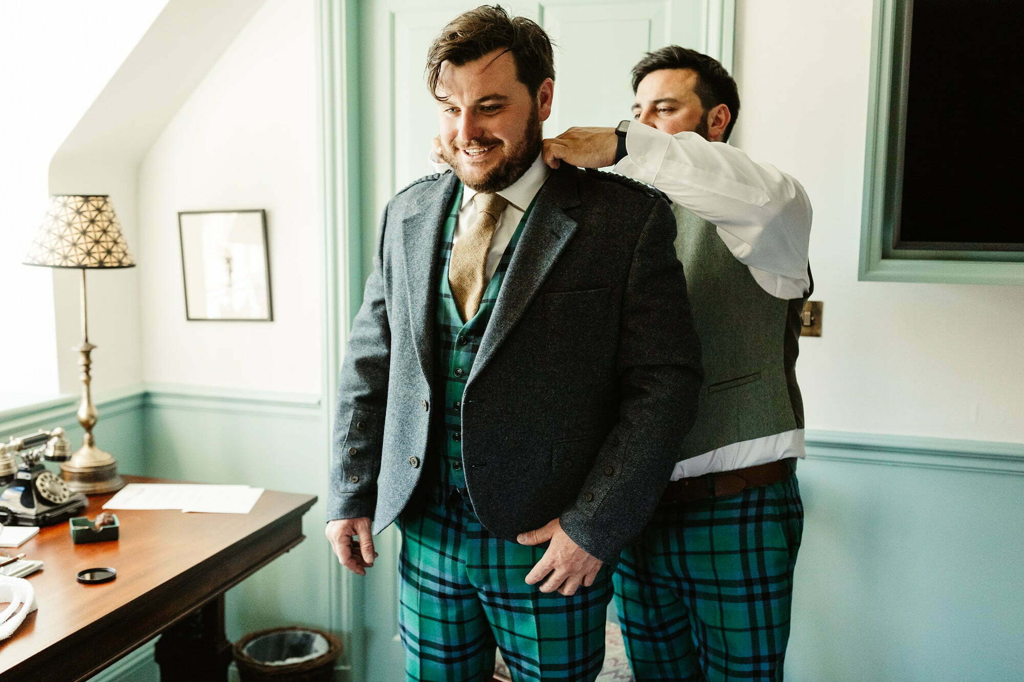 fife arms braemar micro wedding tartan troos trousers outfit groom prep