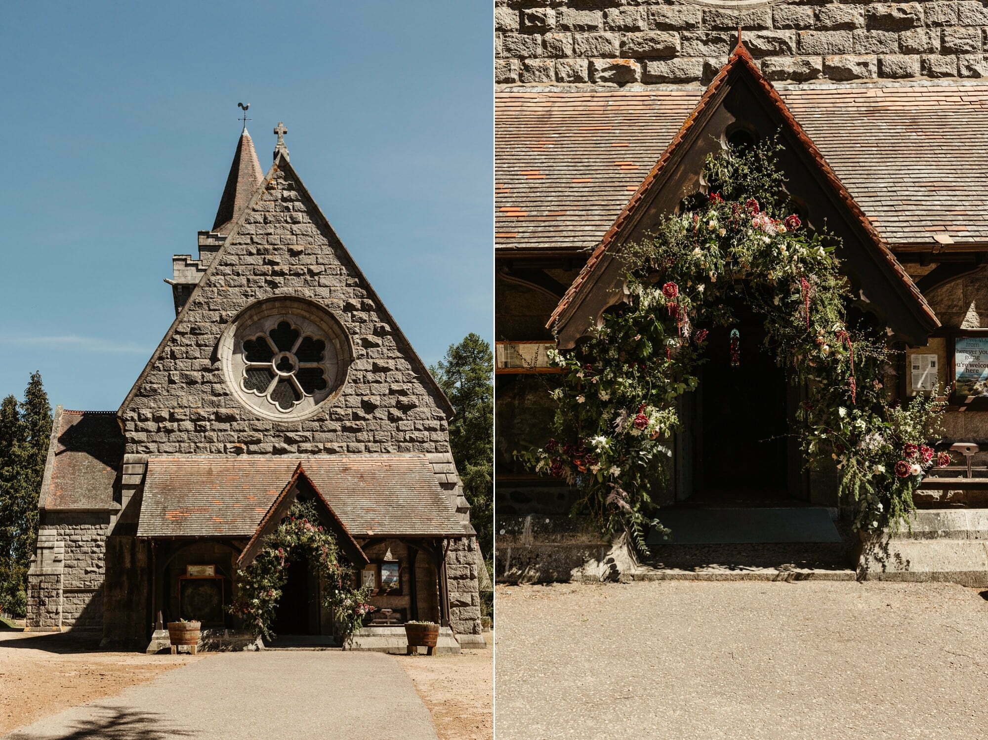 fife arms braemar micro wedding oor fleurs floral arch church door