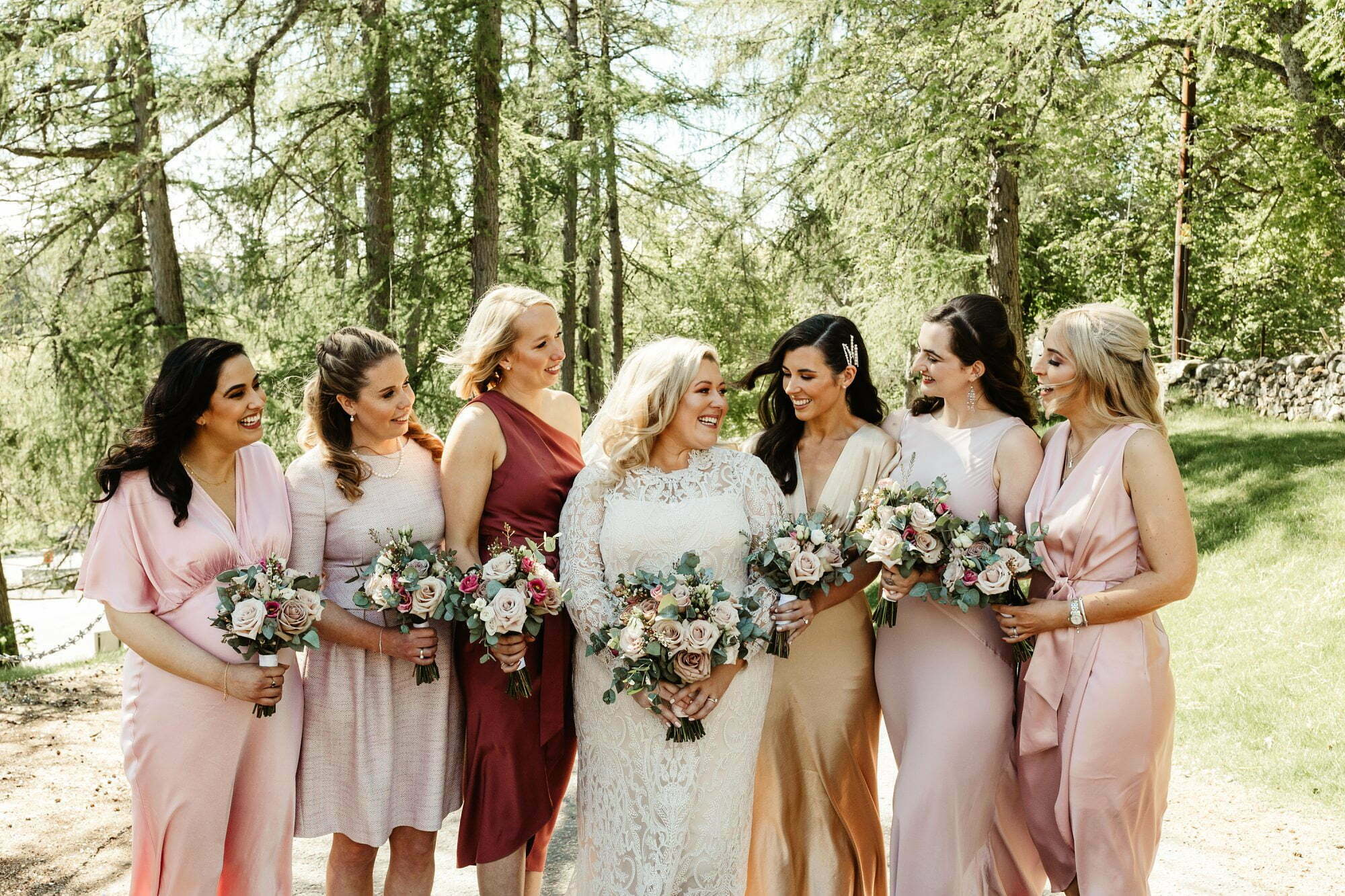 fife arms braemar micro wedding bridesmaid dresses pink mix match