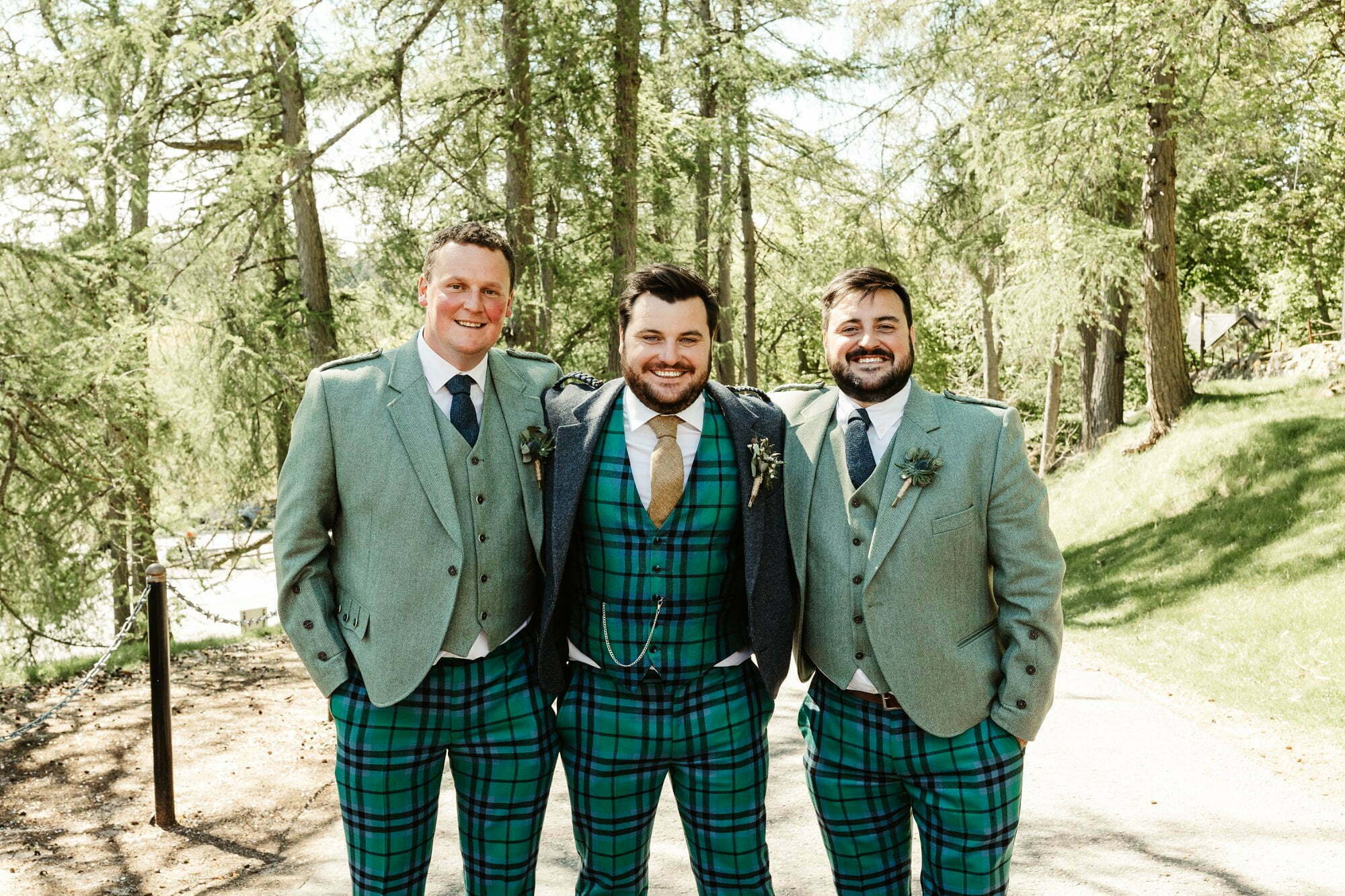 fife arms braemar micro wedding groomsmen groom tartan troos trousers outfits green jackets