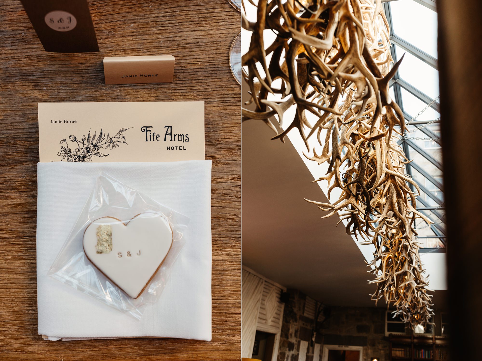fife arms braemar micro wedding reception dinner ideas styling modern cookie favours biscuit
