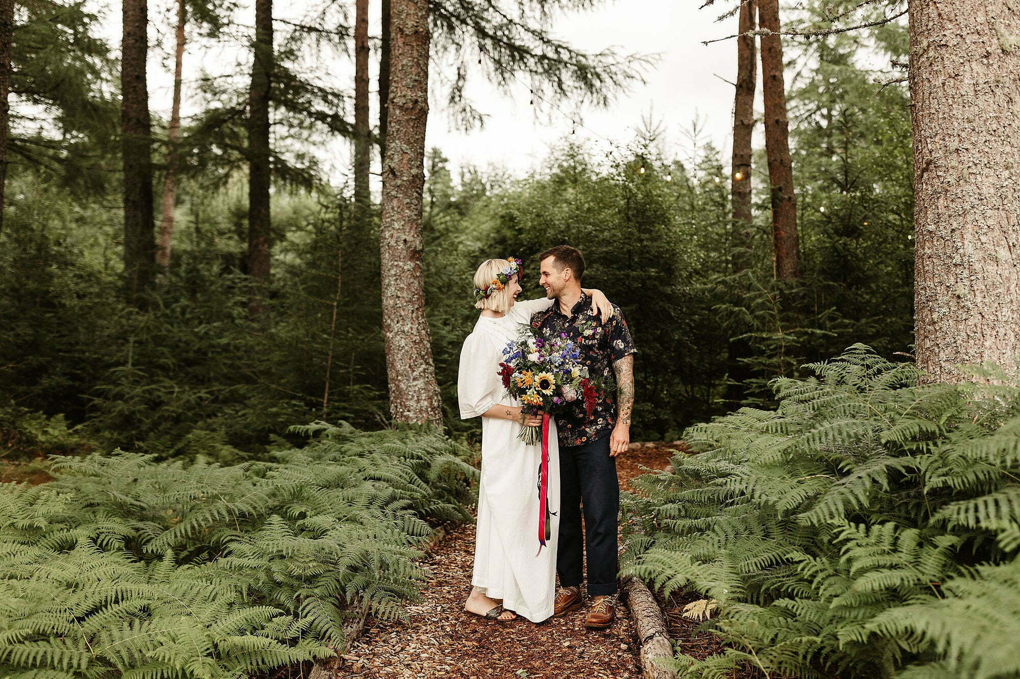 bride groom scenic woodland wedding glen dye
