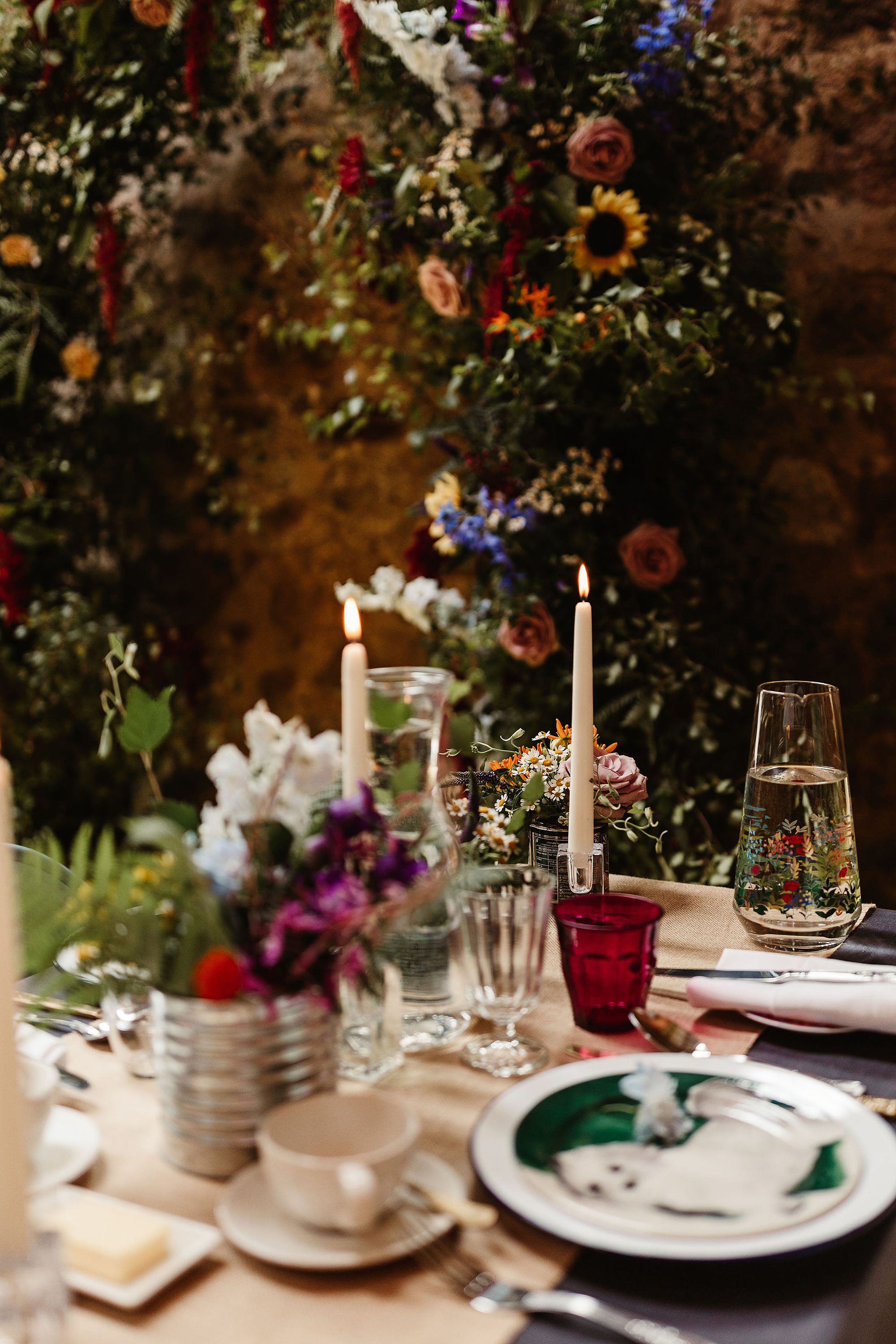 colourful wedding styling bright summer floral table