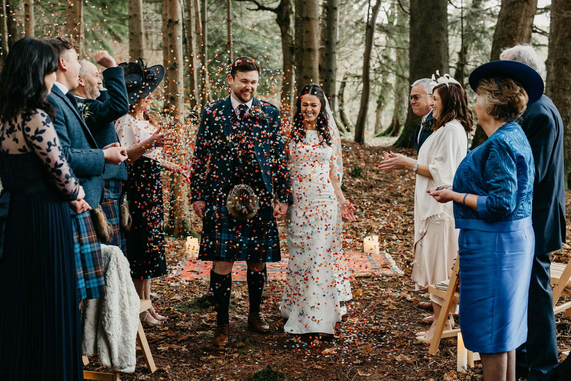 GLENDYE ESTATE WEDDING woodland outdoors aberdeenshire scotland quirky cool venue confetti