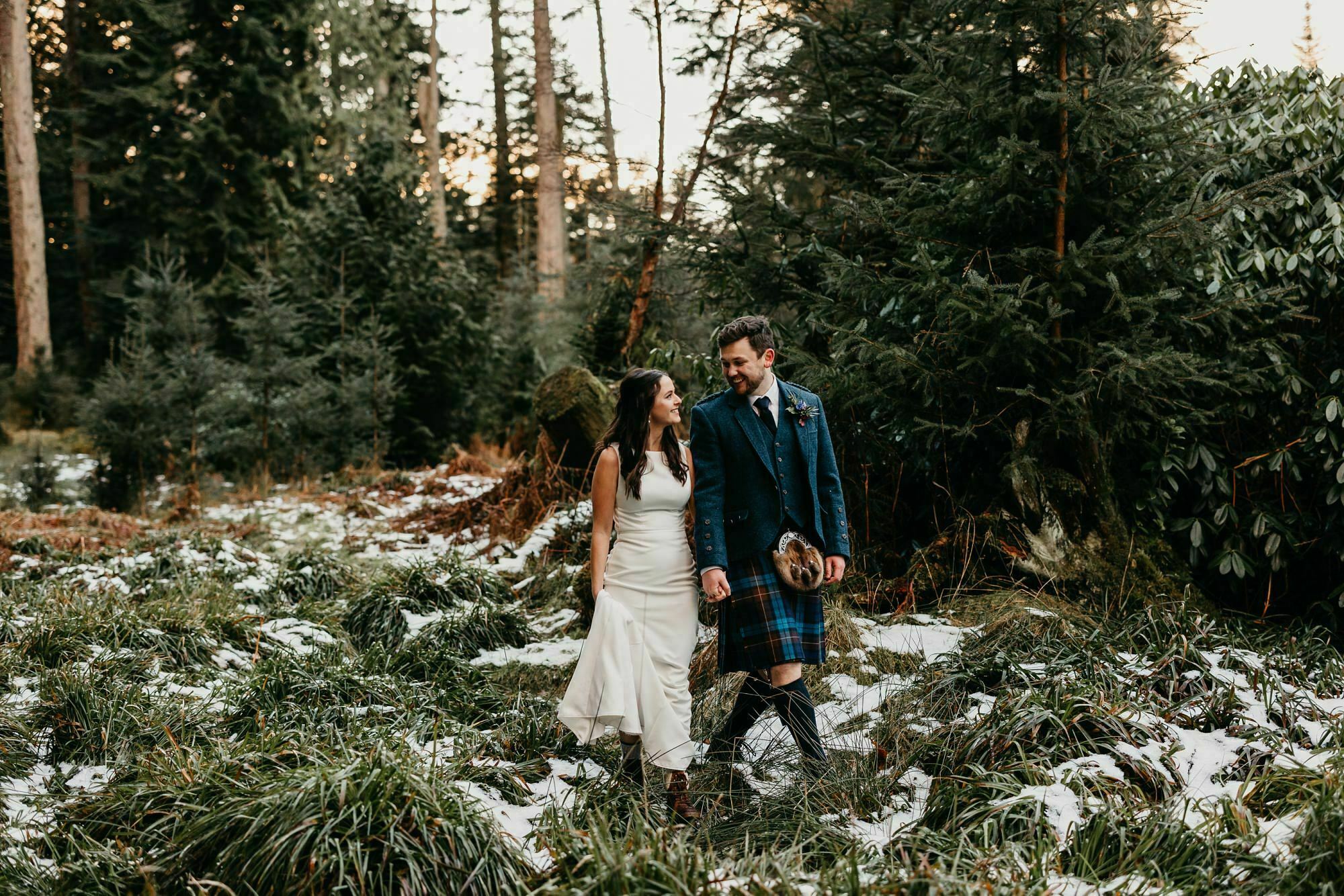 GLENDYE ESTATE WEDDING woodland outdoors aberdeenshire scotland quirky cool glaming camping cabins venue winter wedding scotland