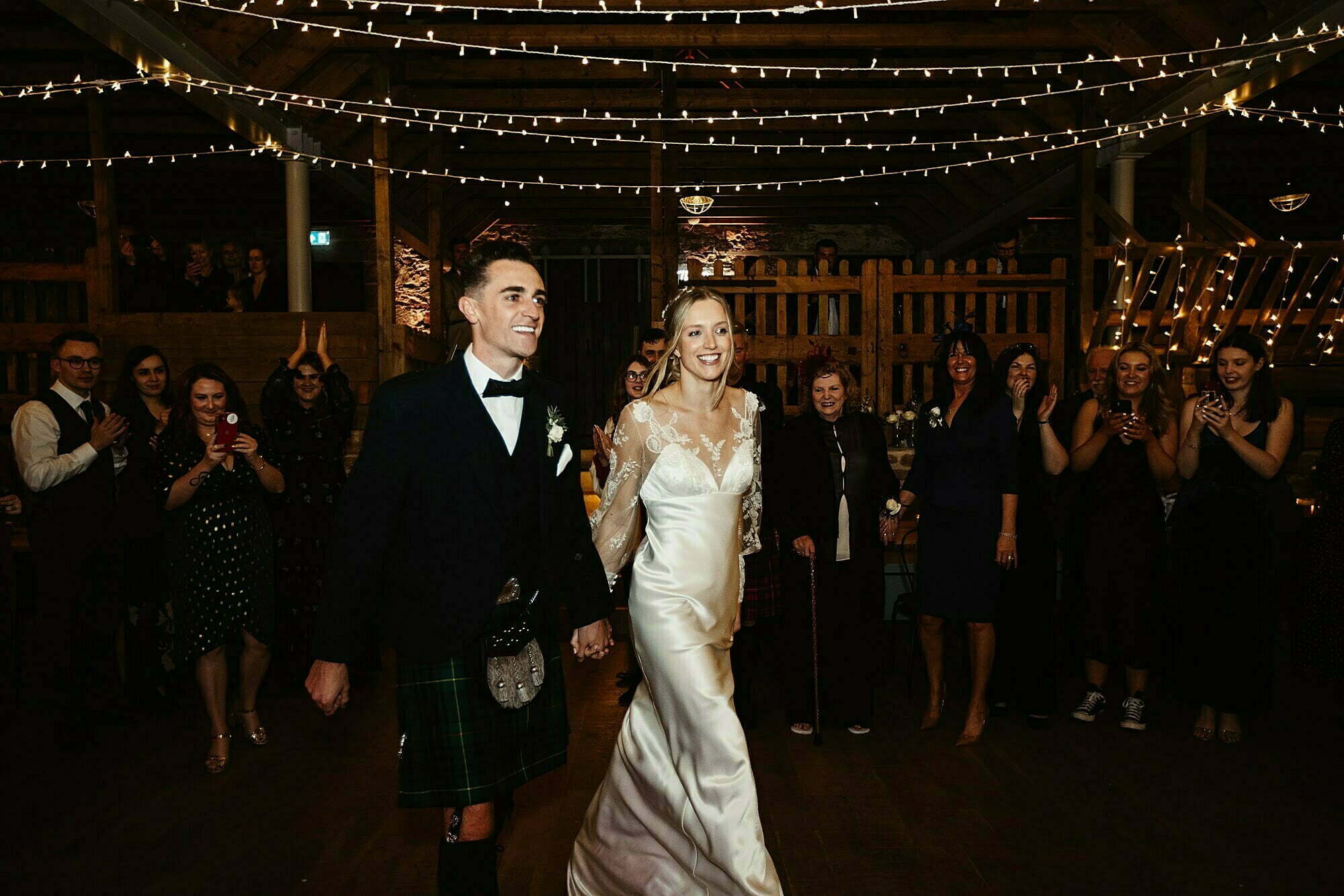 guardswell farm winter wedding bride groom first dance entrance