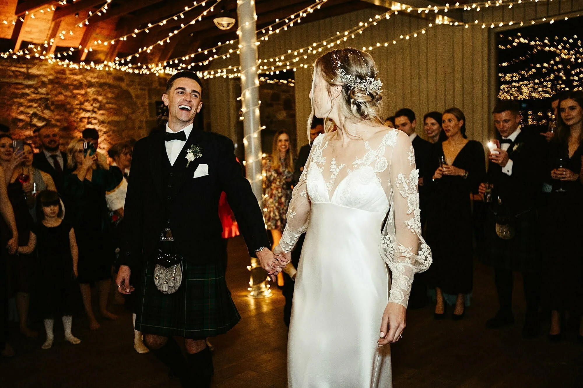 guardswell farm winter wedding bride groom first dance entrance