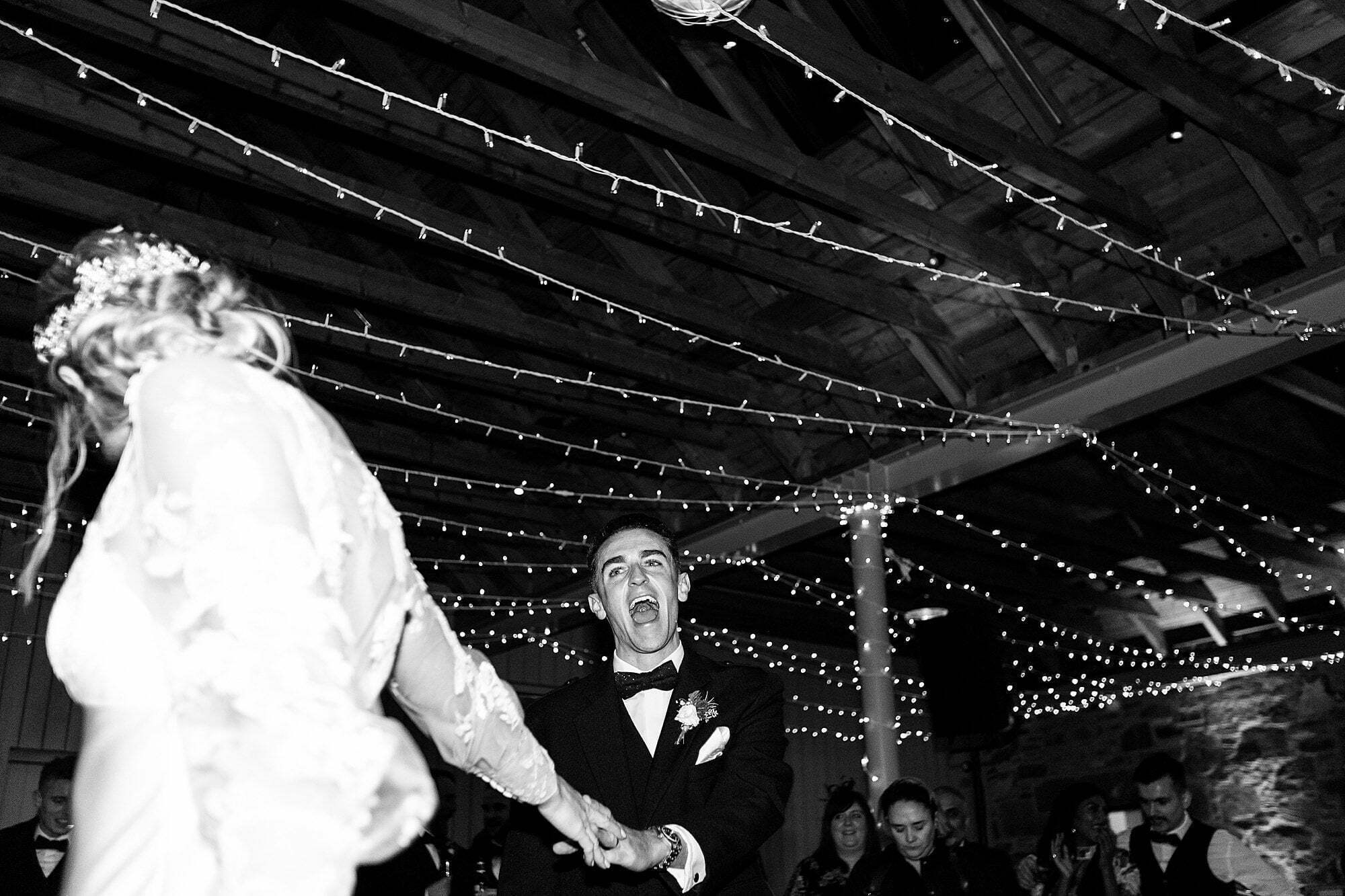guardswell farm winter wedding bride groom first dance