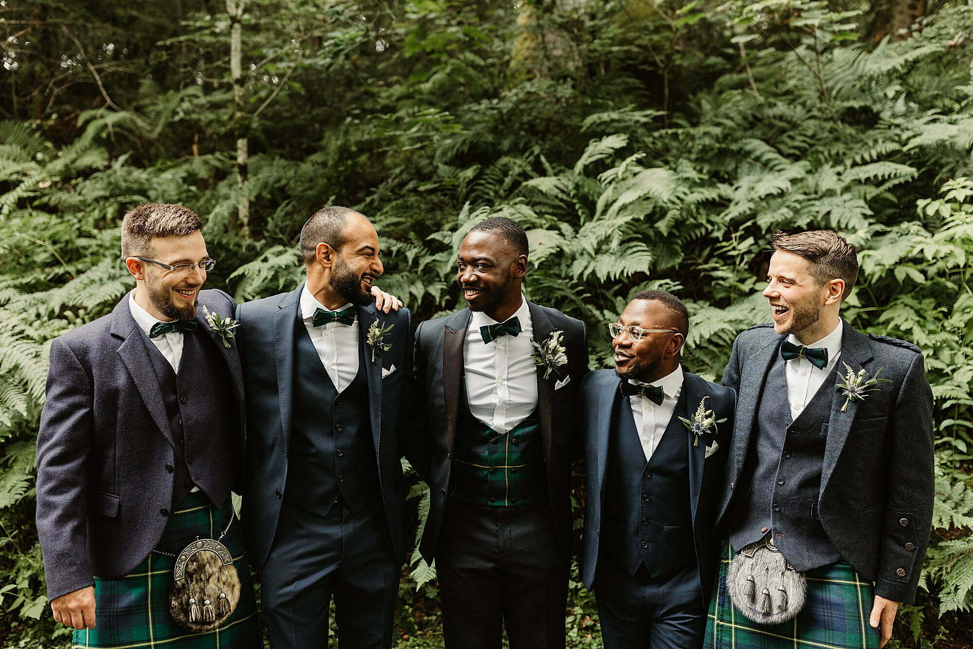 summer drumtochty castle wedding groom groomsmen suit hawes and curtis