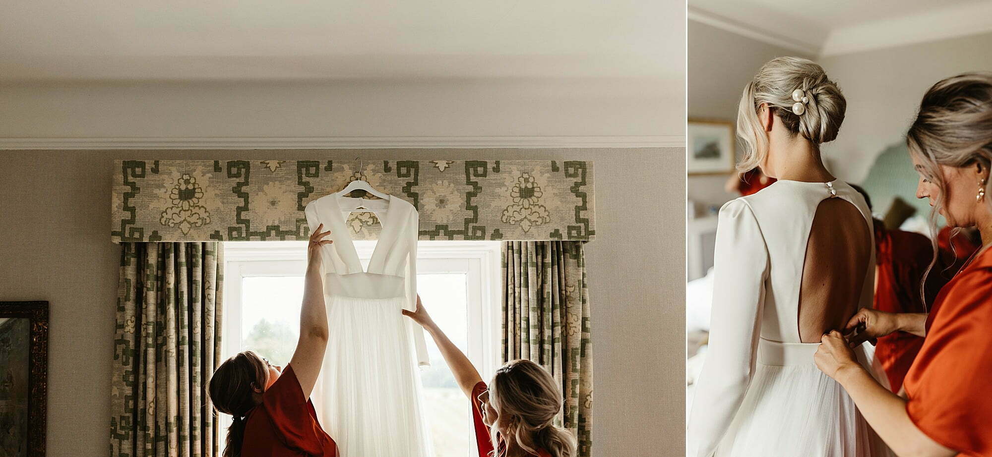 coos cathedral autumnal wedding bride getting ready Sassi Holford dress Ivory Grace bridal