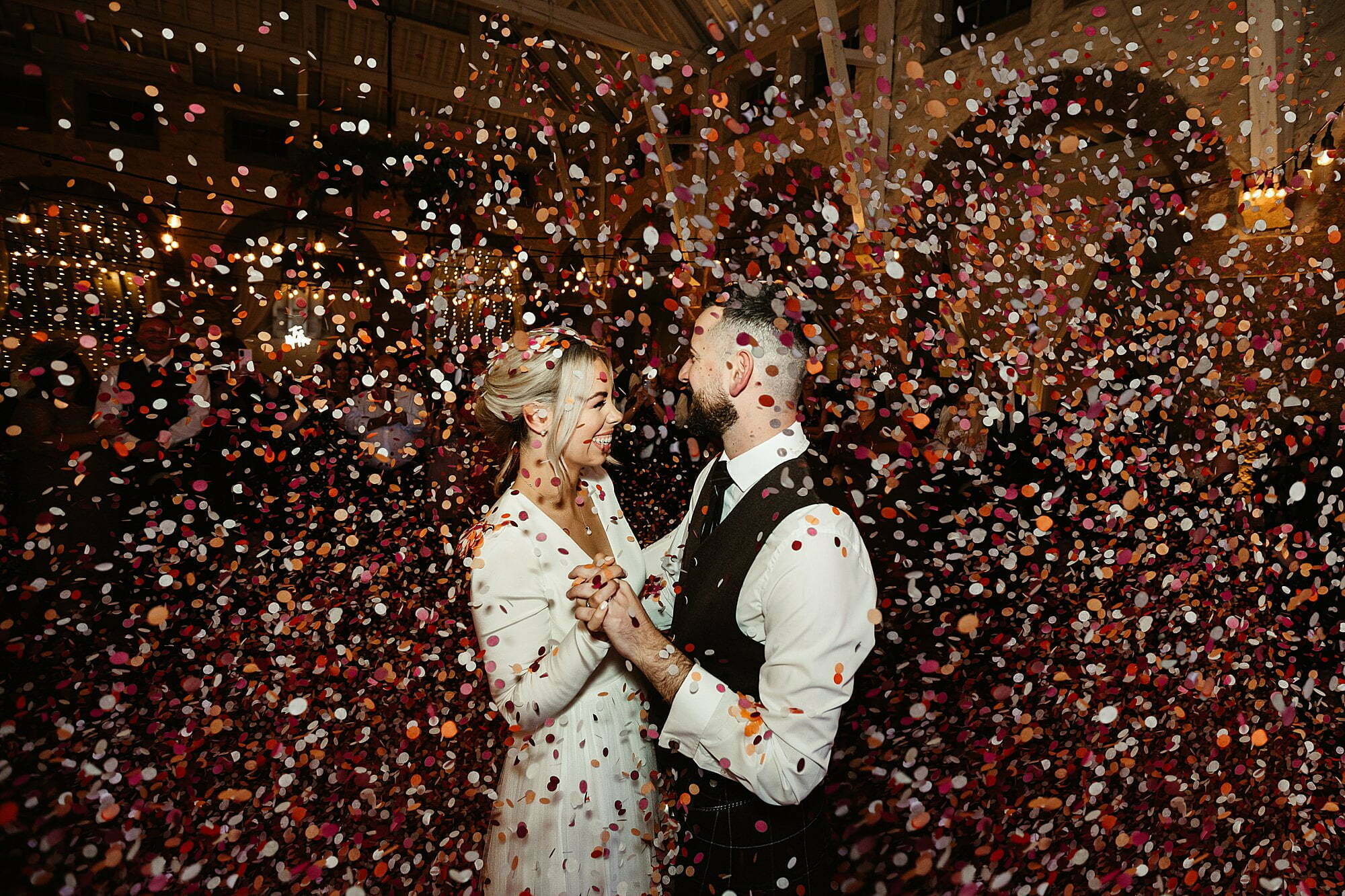 coos cathedral autumnal wedding confetti dance floor dancefloor party