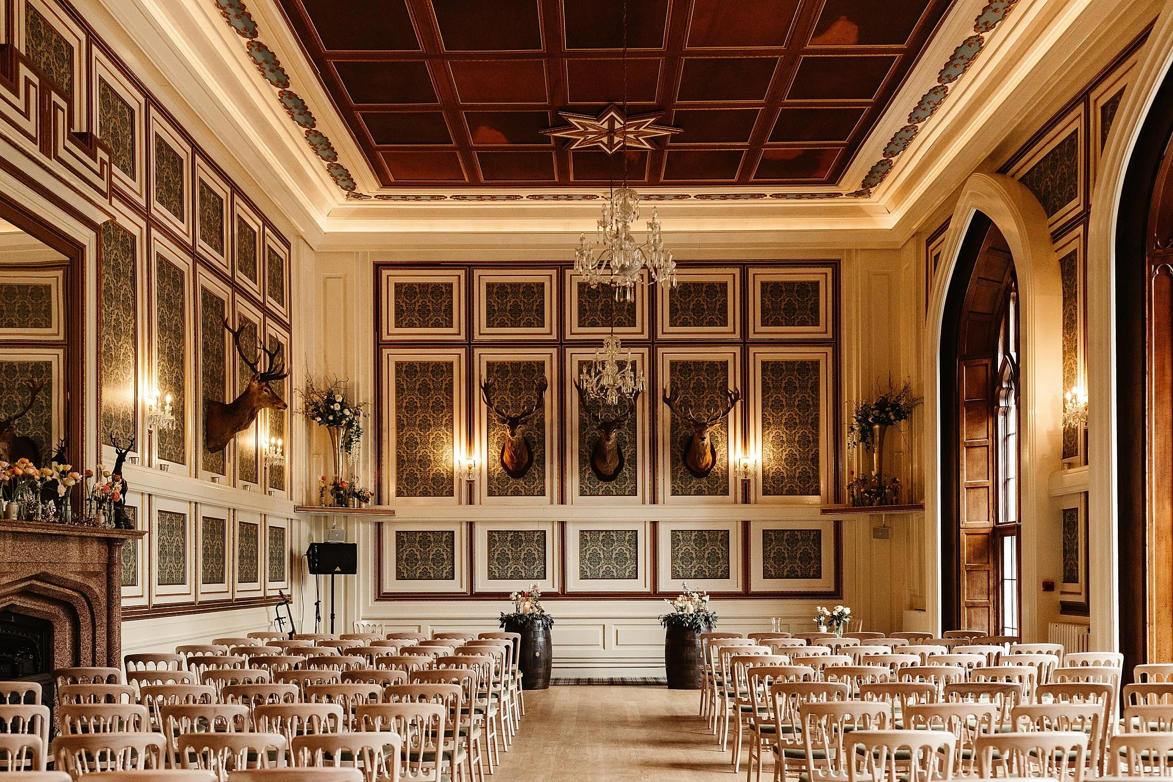 drumtochty castle interior inside ceremony set up grand hall