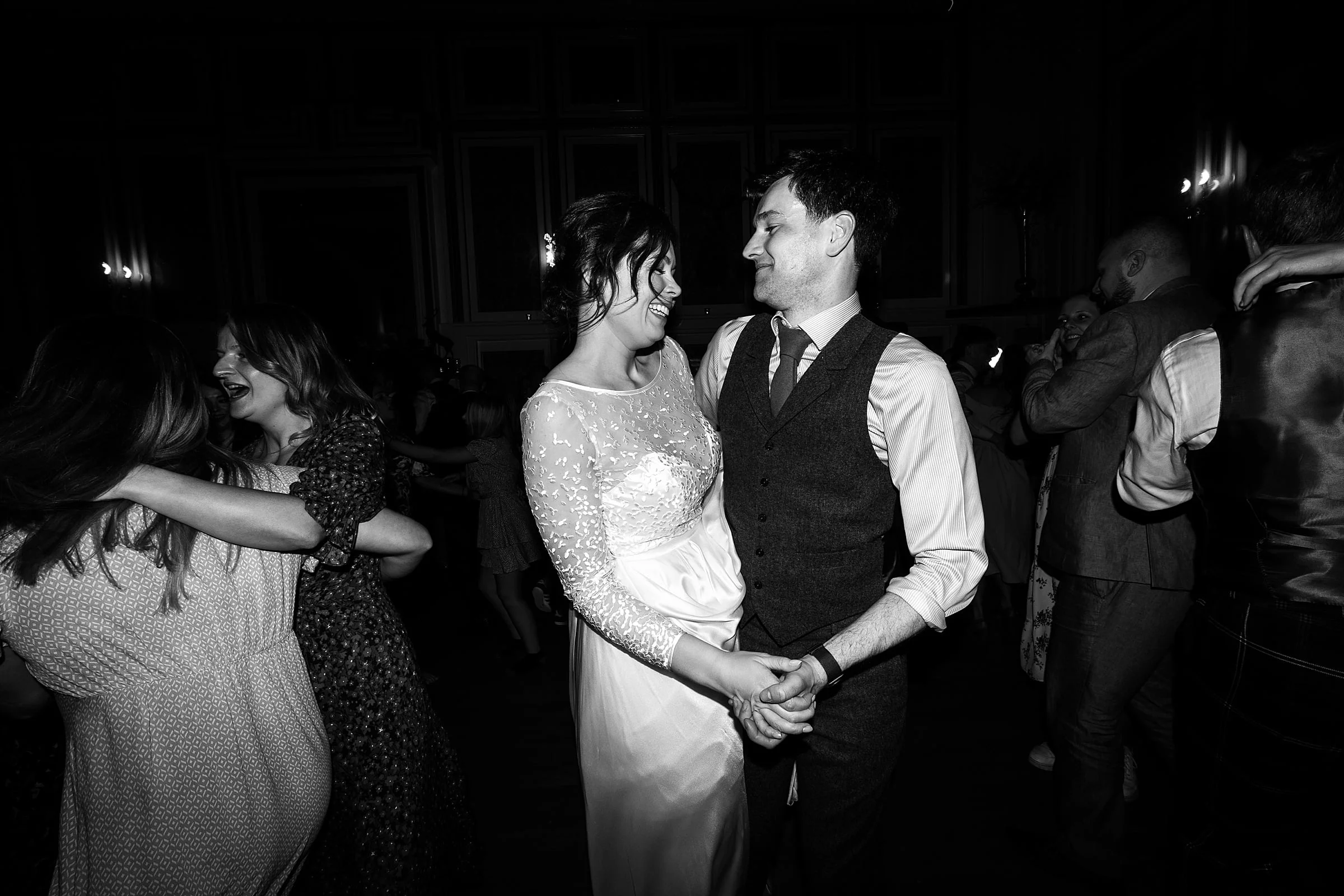 drumtochty castle bride and groom party evening dancing sassi holford dress