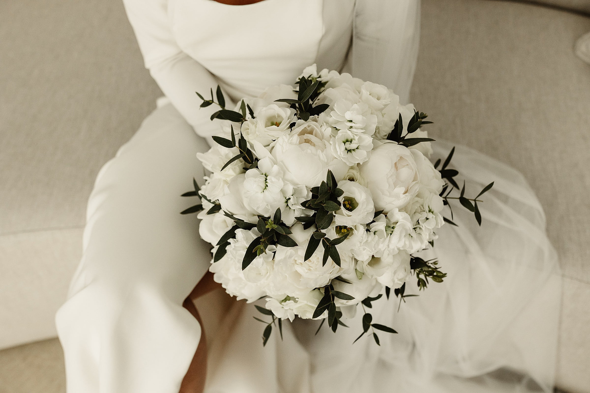 flowers by cherry wedding bouquet white and green