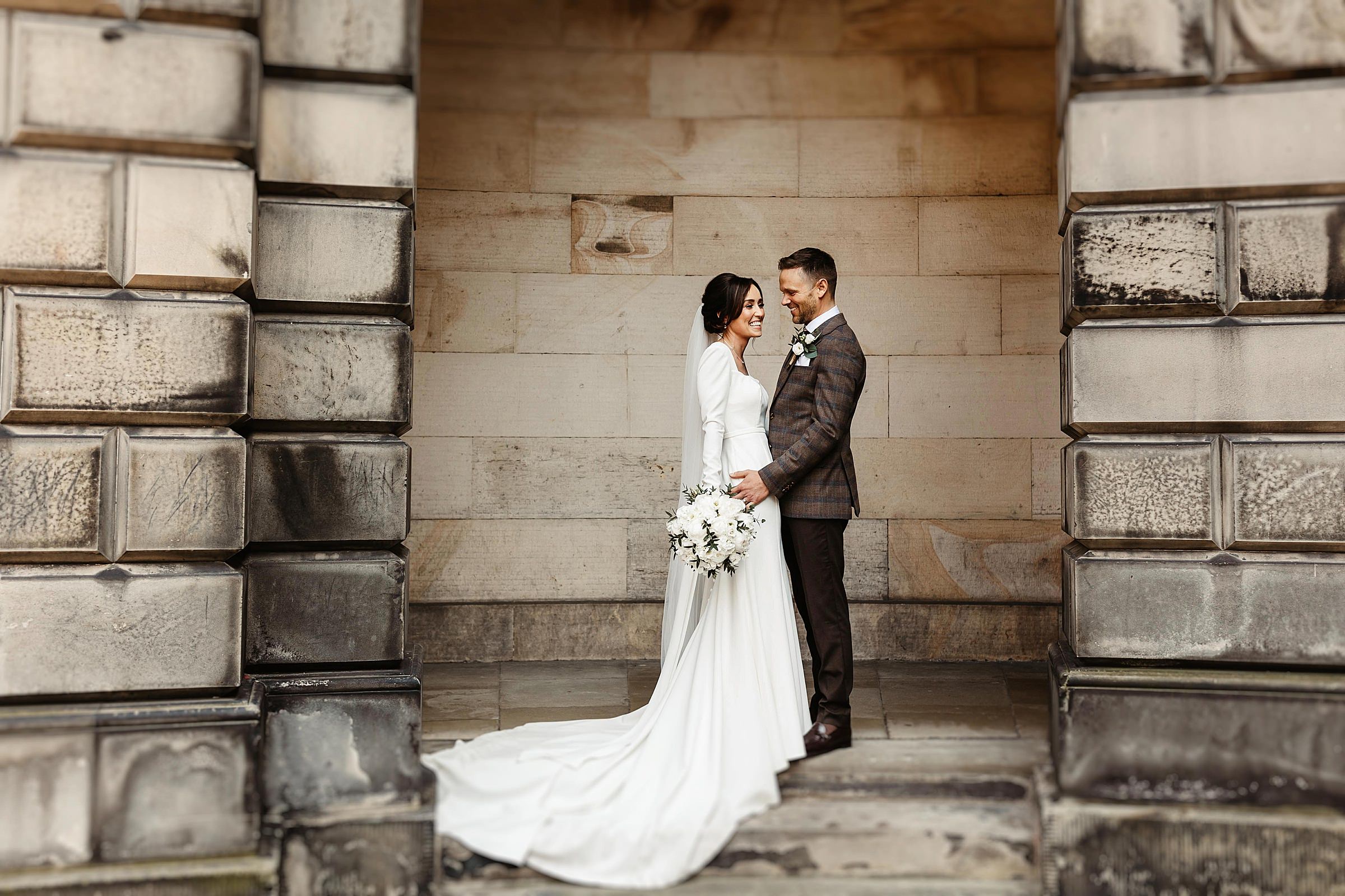 edinburgh city chambers wedding bride and groom portraits photos allure bridal dress