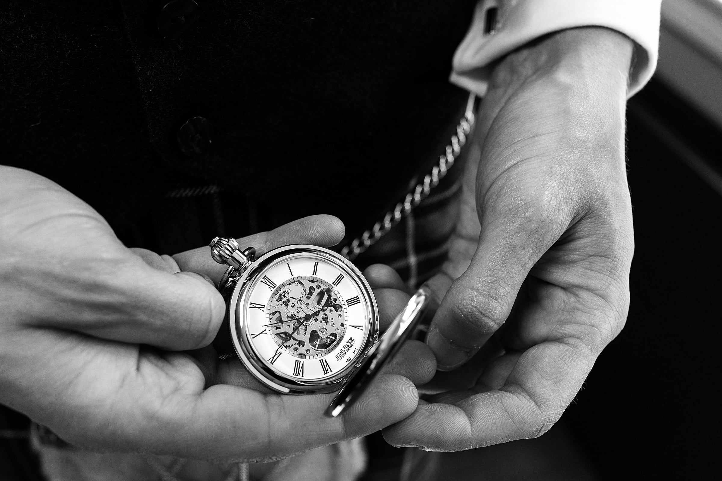 jean pierre pocket watch groom getting ready for edinburgh city chambers elopement