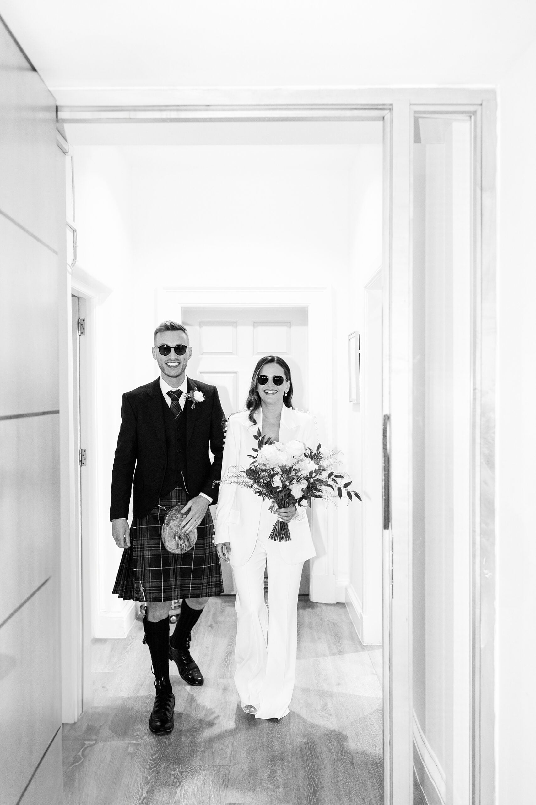 Edinburgh city chambers elopement Nadine Merabi trouser suit