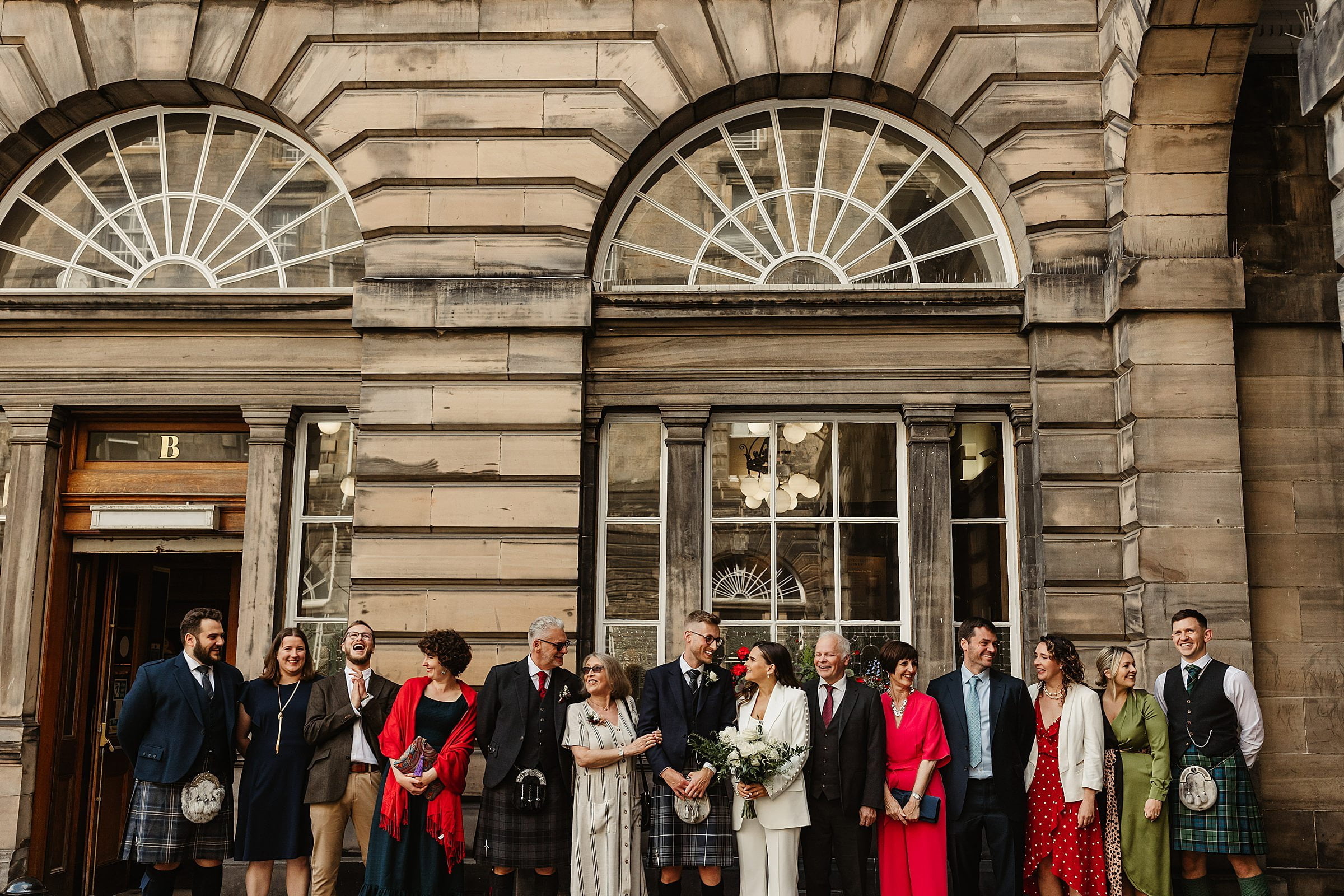 Edinburgh city chambers elopement photography group photo family