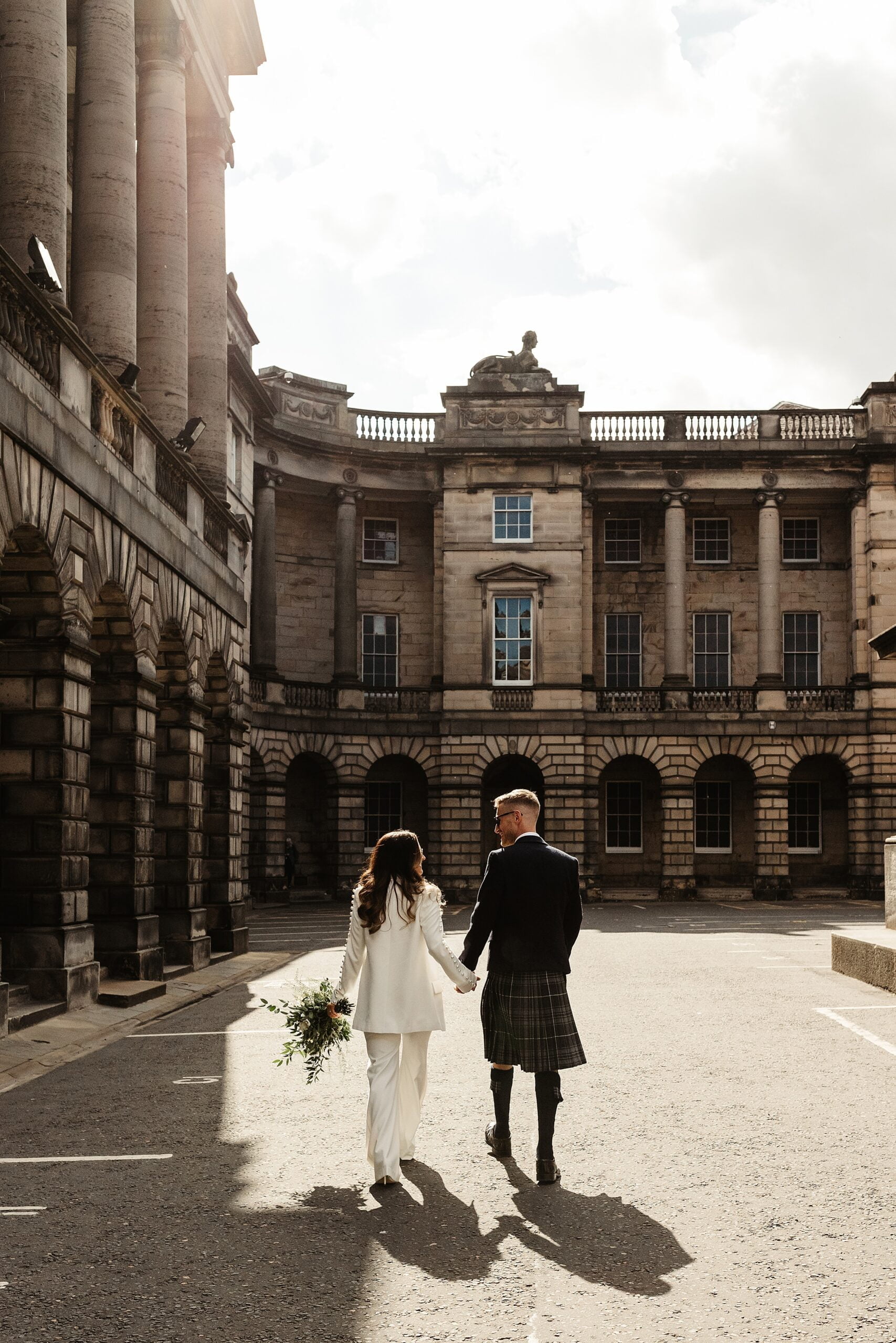 Edinburgh city chambers elopement photography bride and groom portrait