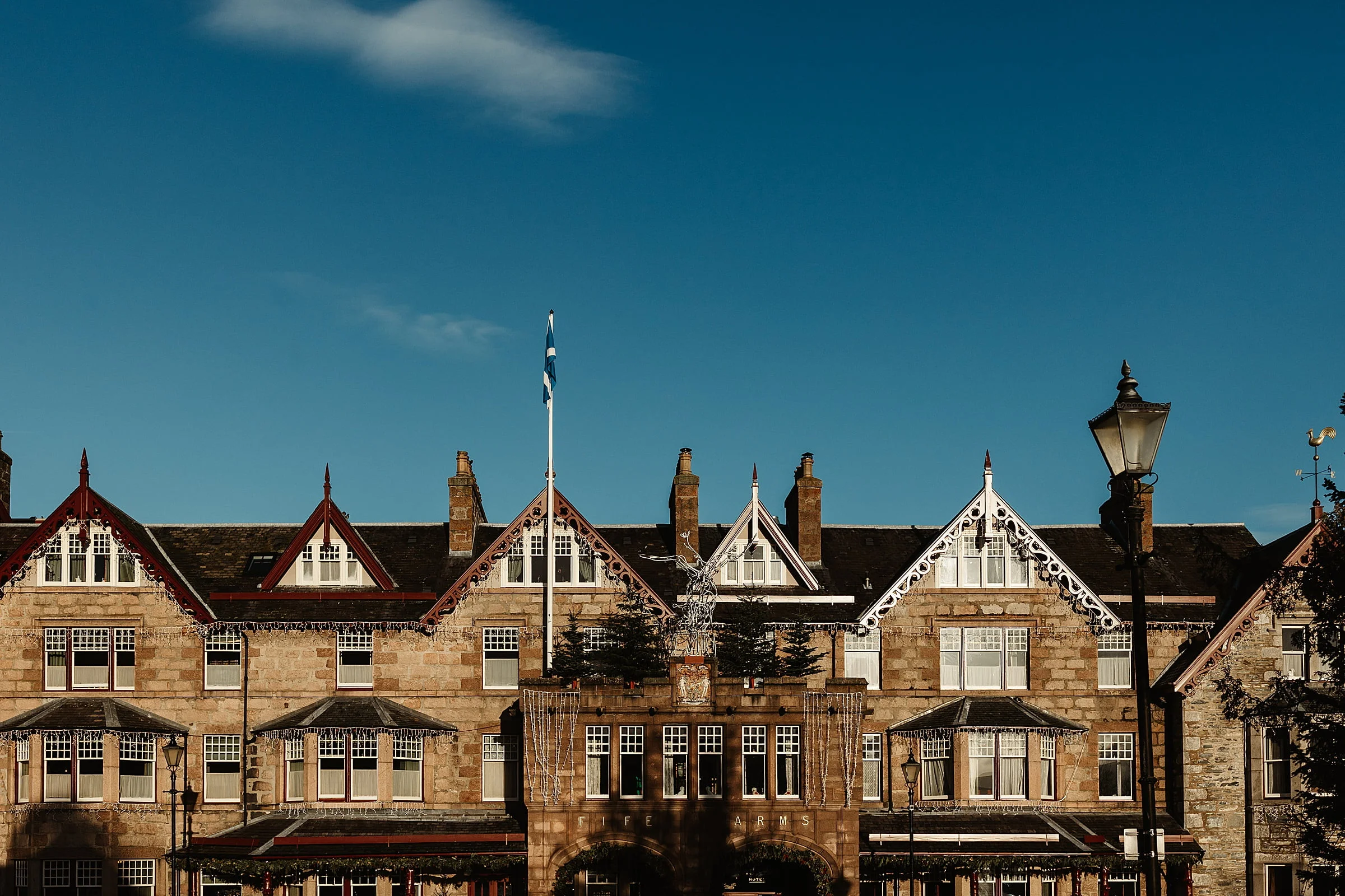 fife arms hotel exterior outside winter elopement