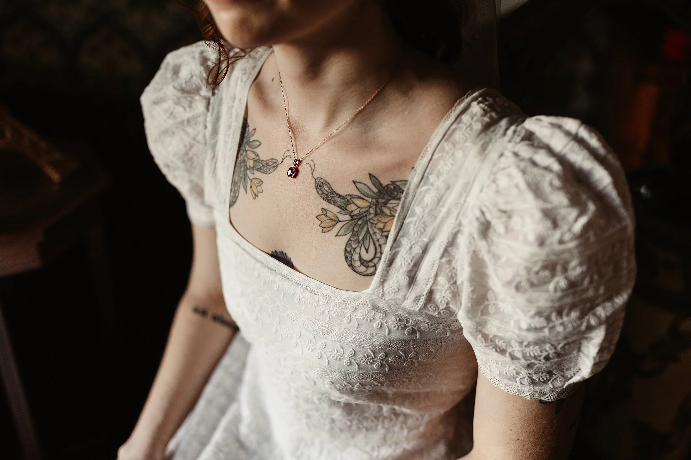 LoveShackFancy wedding dress fife arms winter elopement wedding
