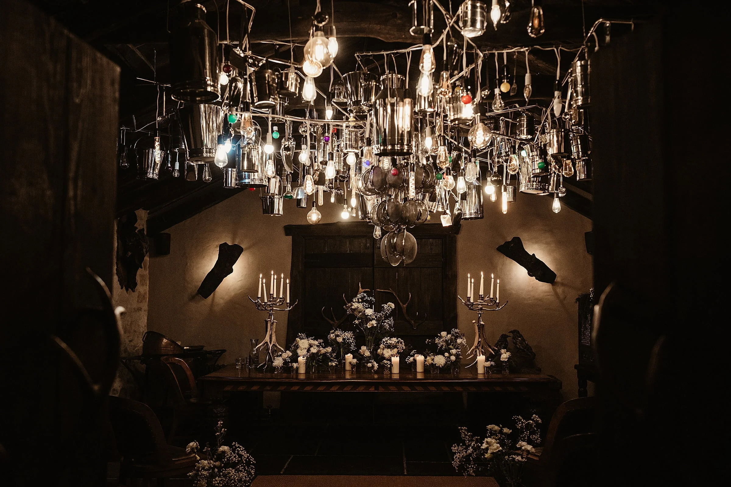 fife arms interior wedding ceremony setup coo hill studio flowers