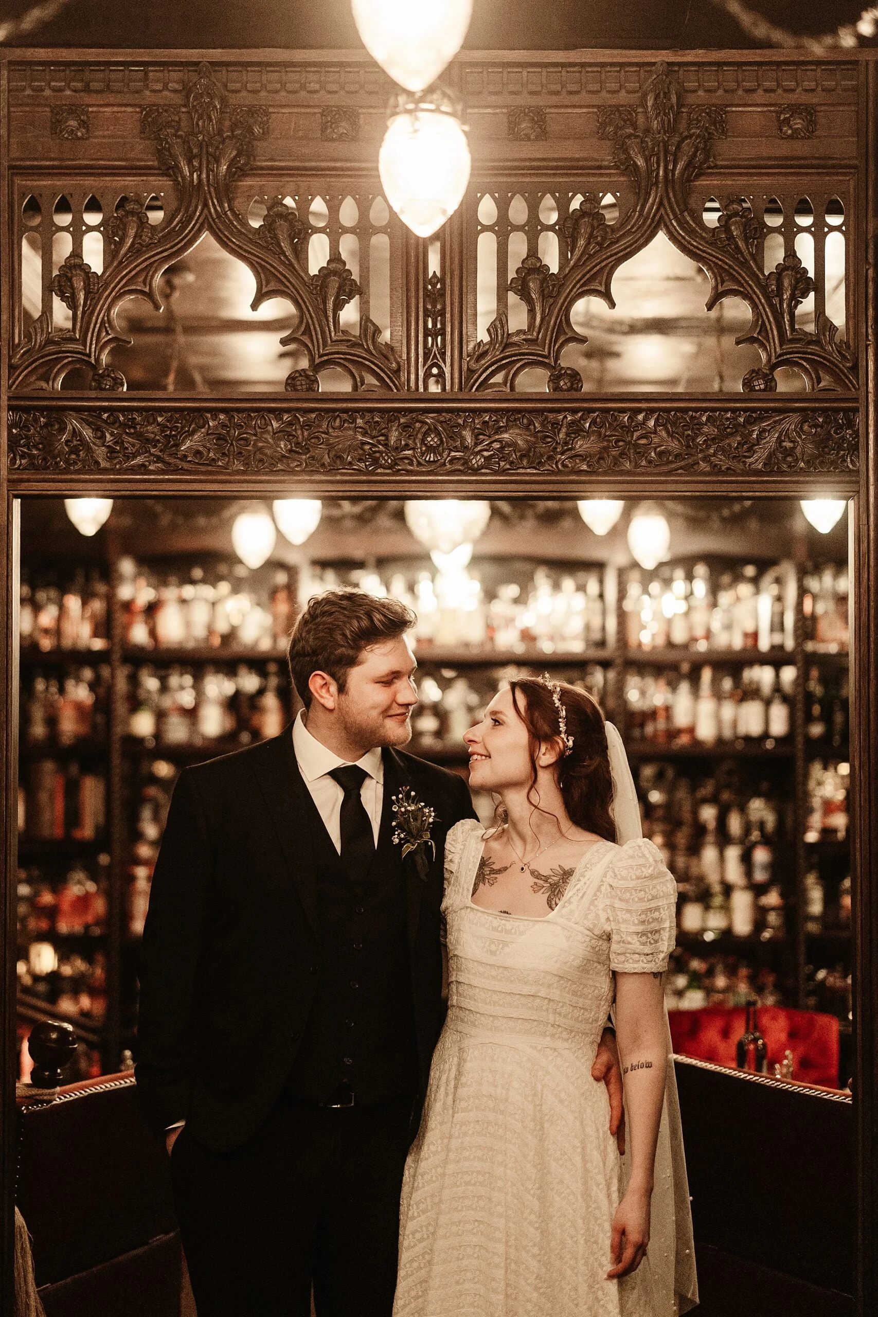 fife arms winter elopement bride and groom portraits couple photos indoors