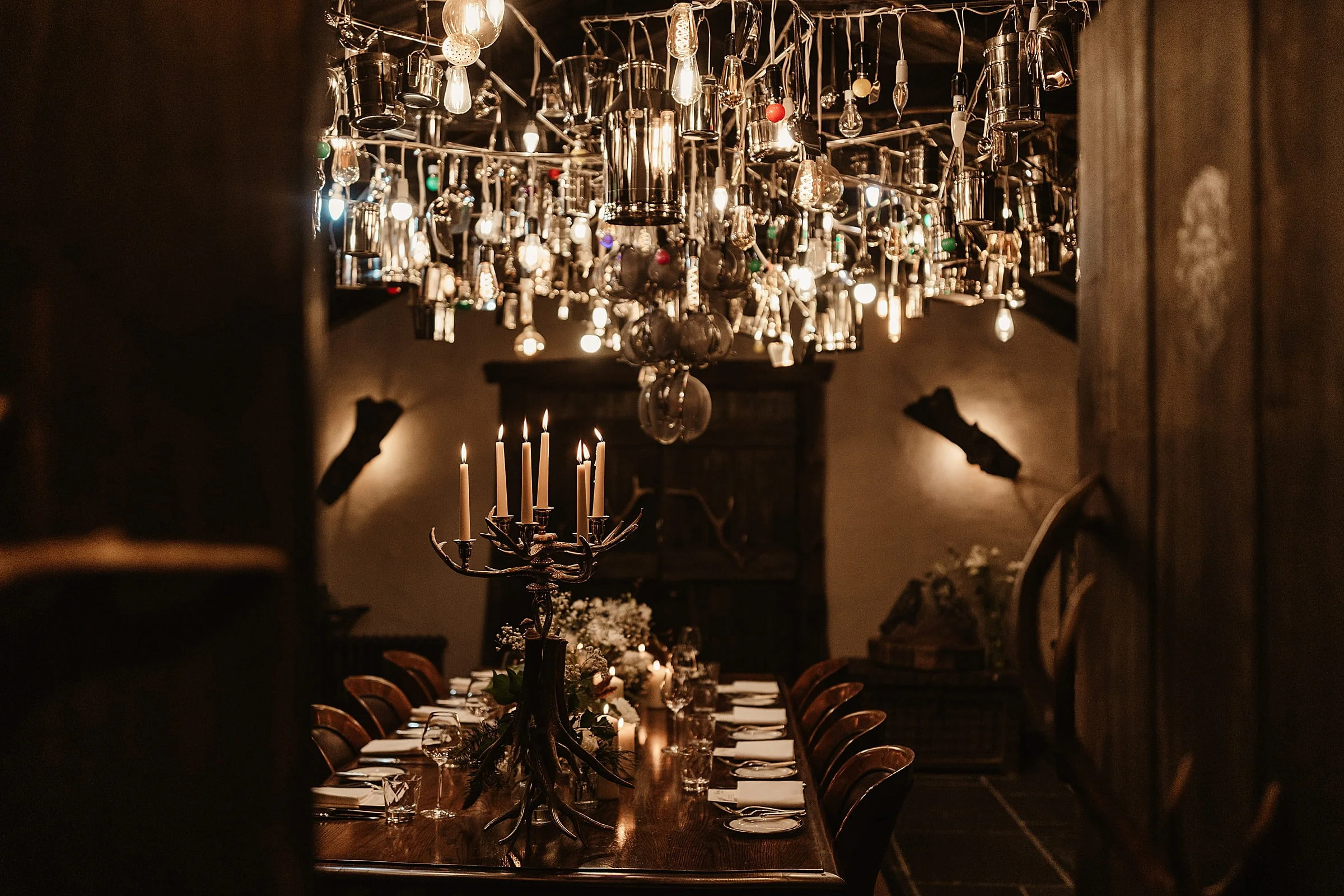 fife arms winter elopement dinner room romantic
