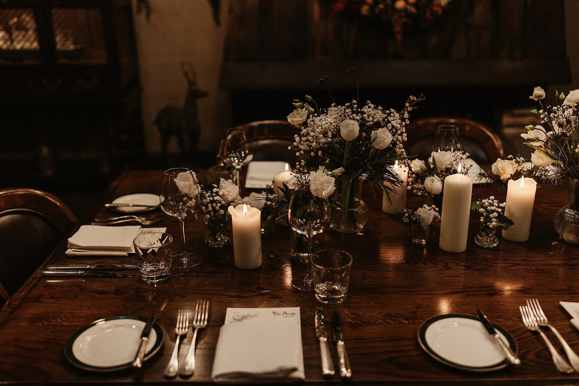 fife arms winter elopement dinner room romantic