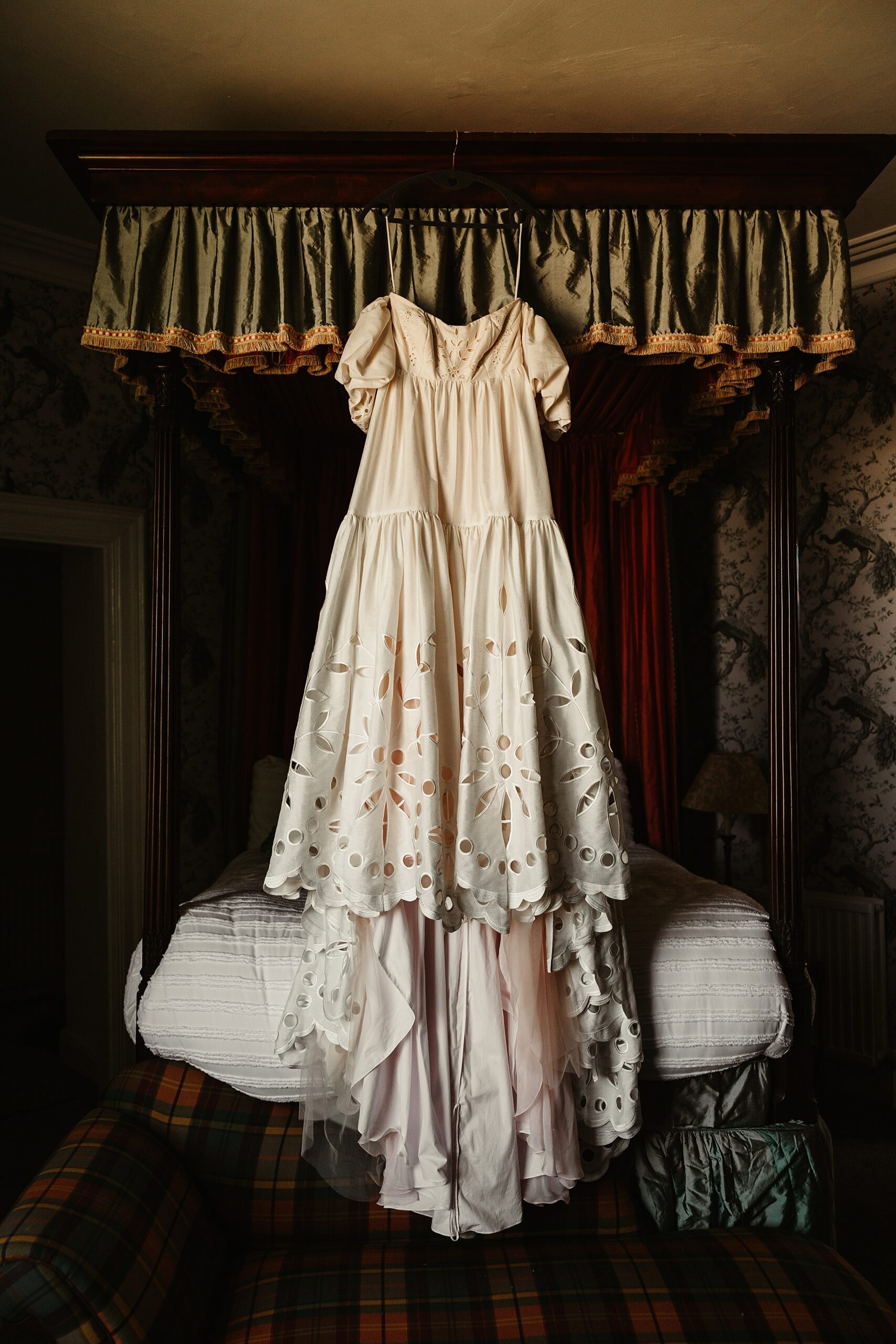 boturich castle wedding Anthropologie dress off white