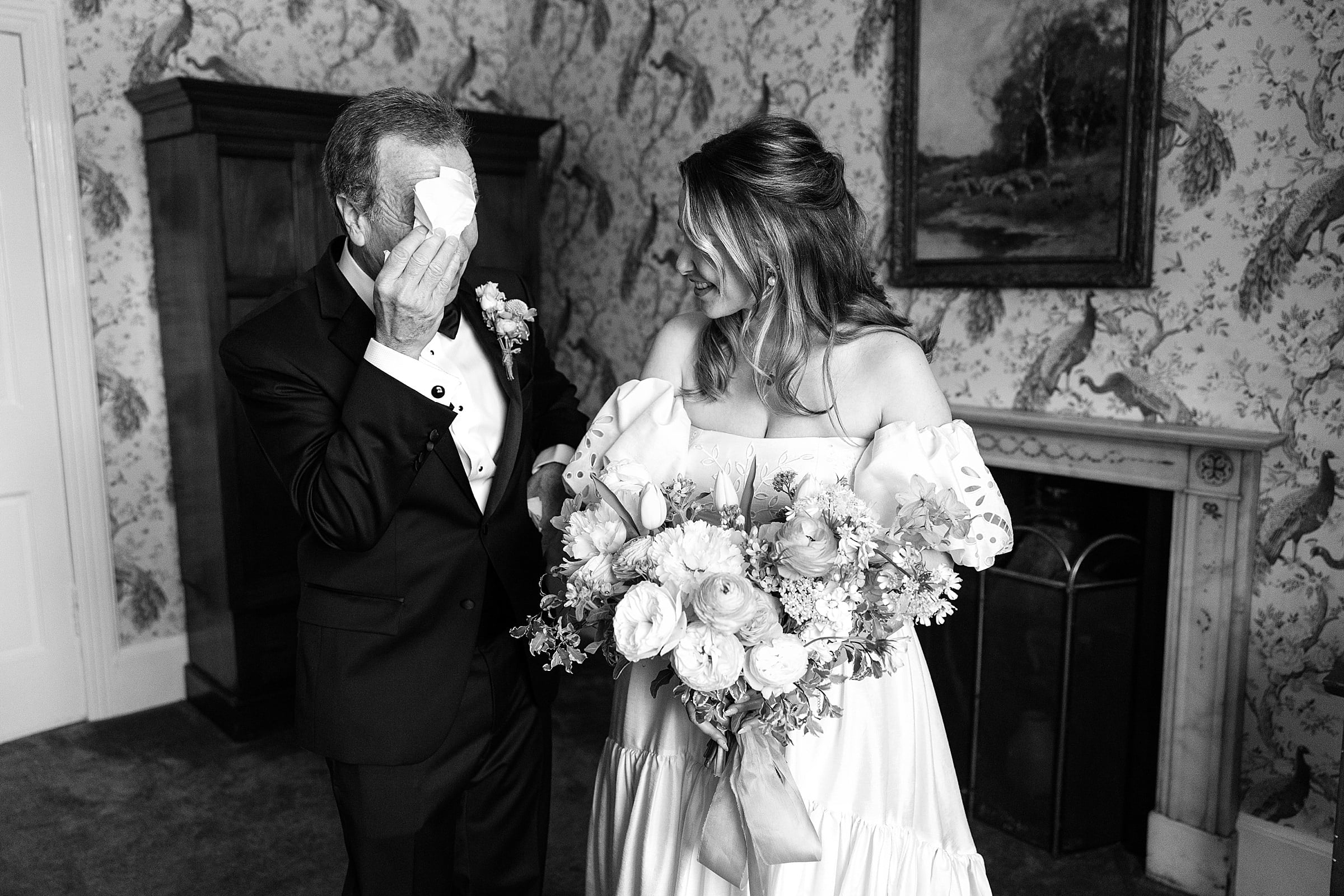 boturich castle wedding father of the birde first look emotional crying